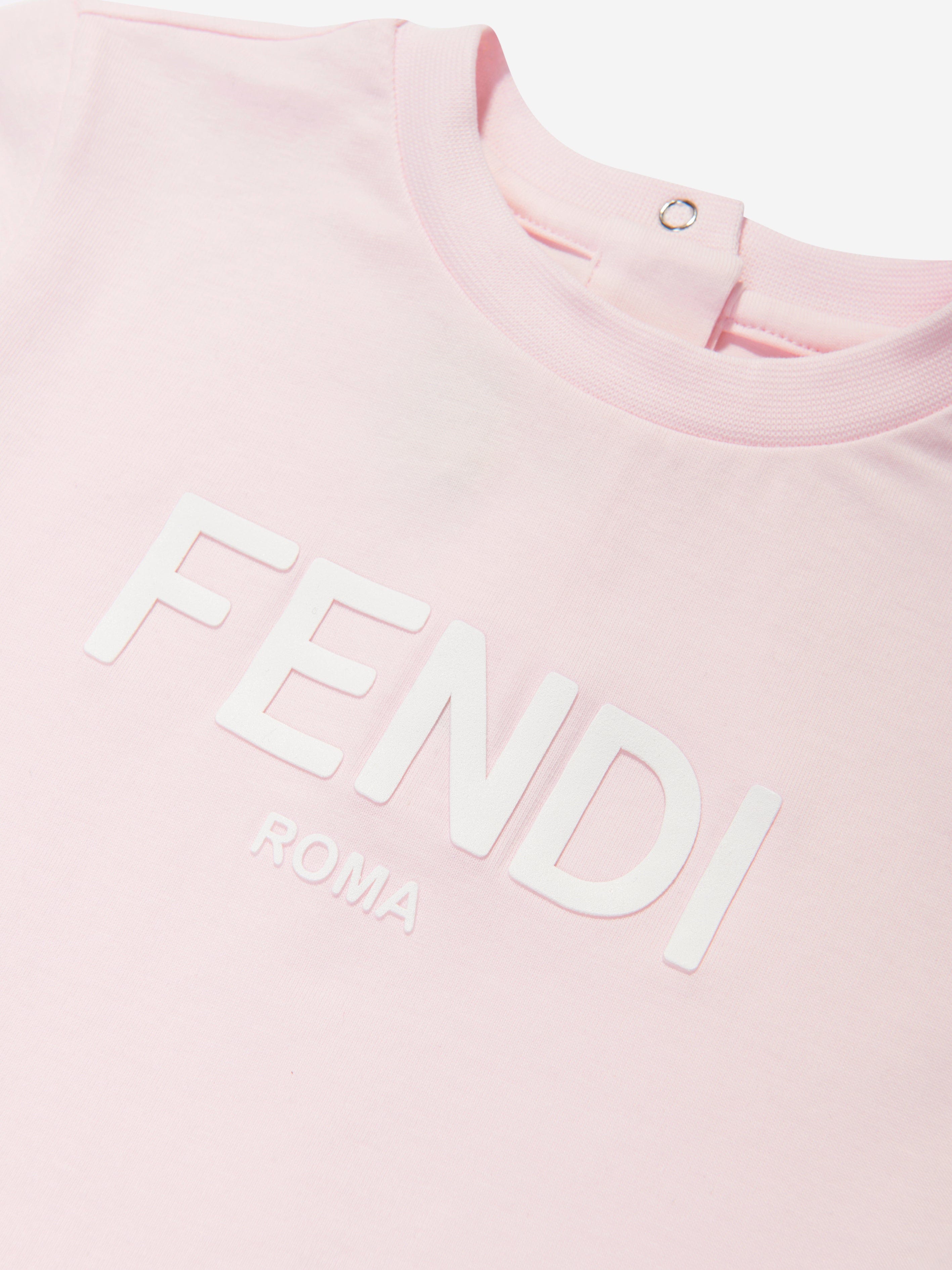 Fendi Baby Girls Logo T-Shirt in Pink