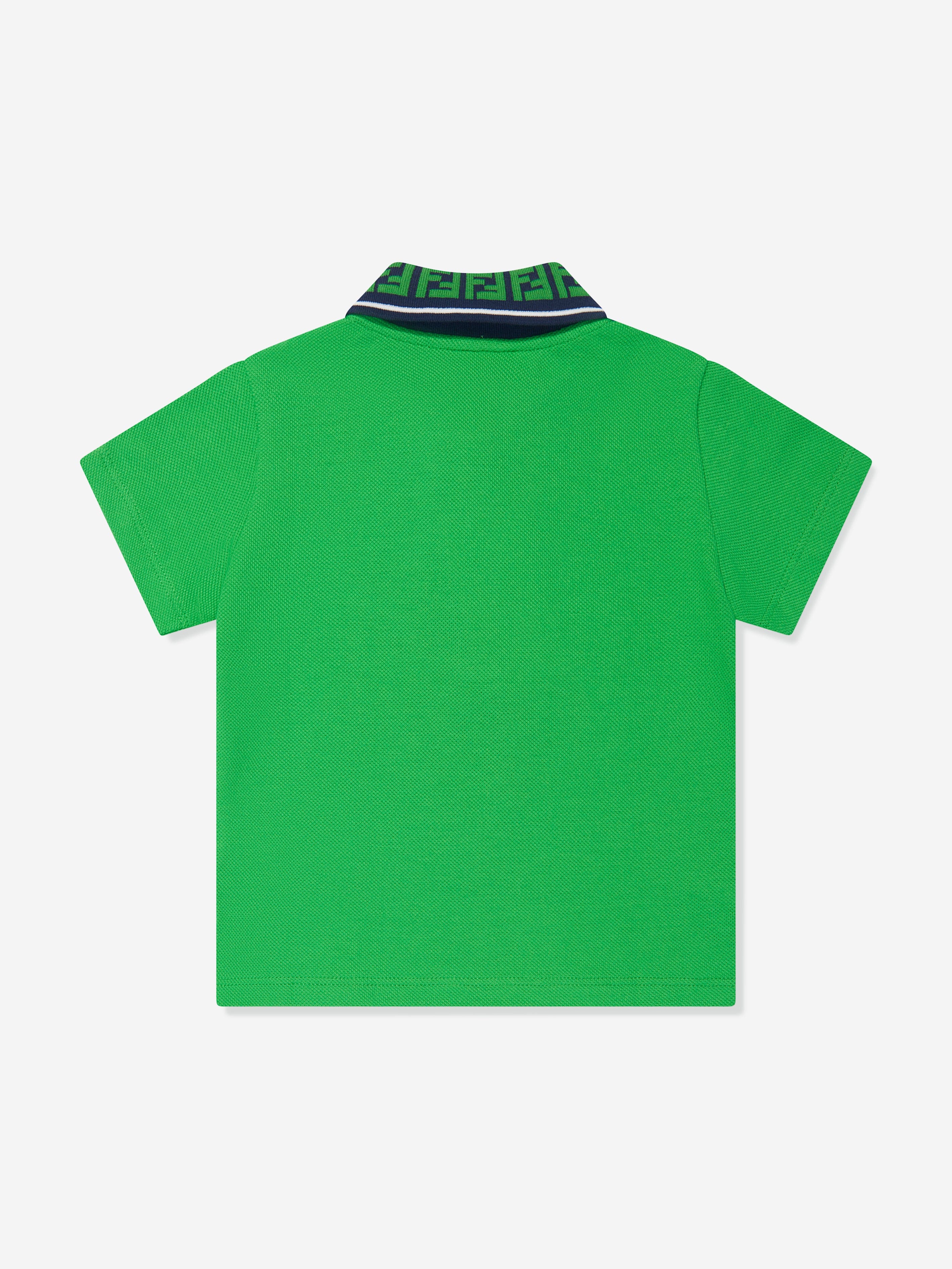 Fendi Baby Boys Logo Polo Shirt in Green