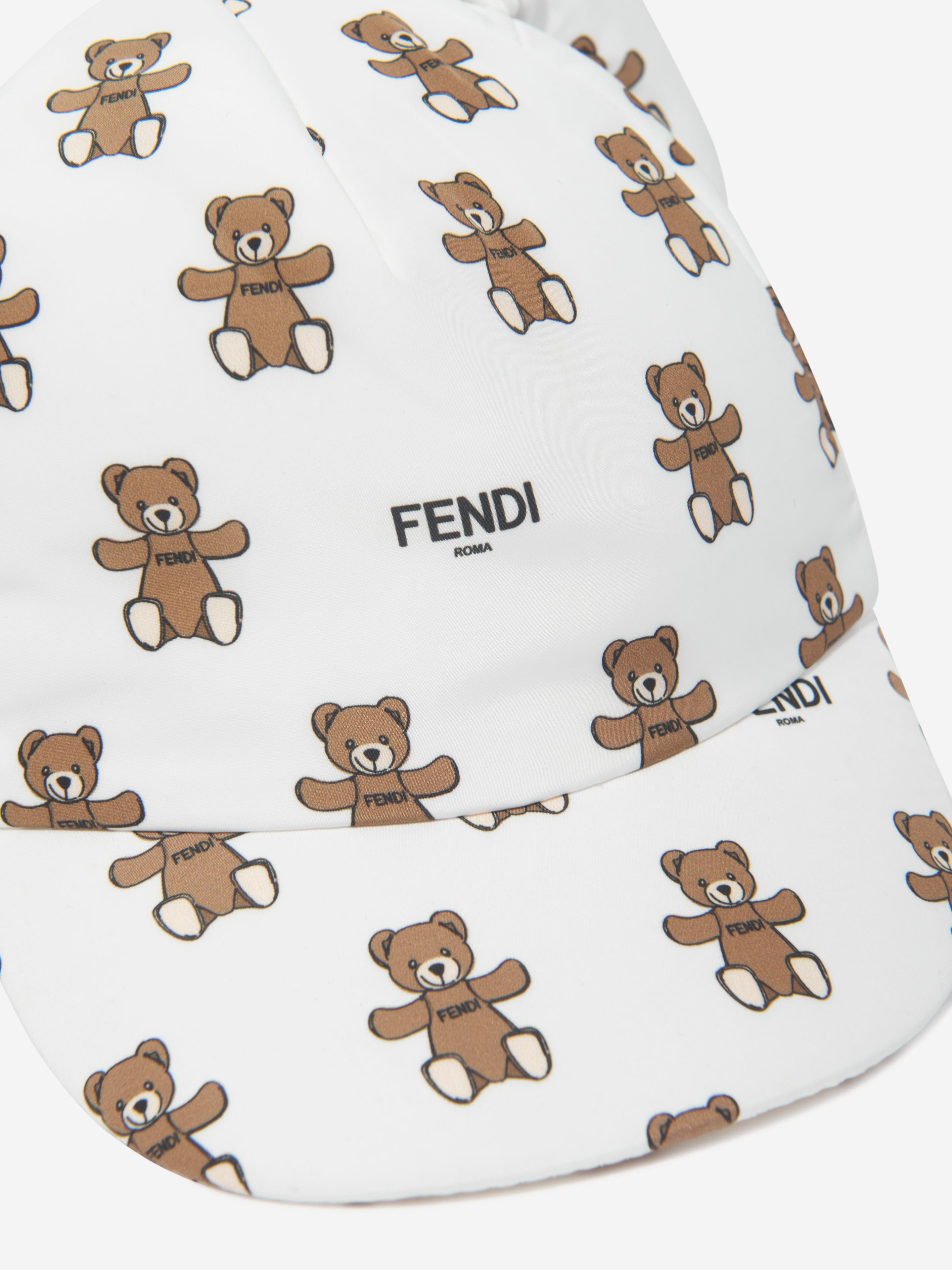 Fendi Baby Teddy Bear Cap in Ivory