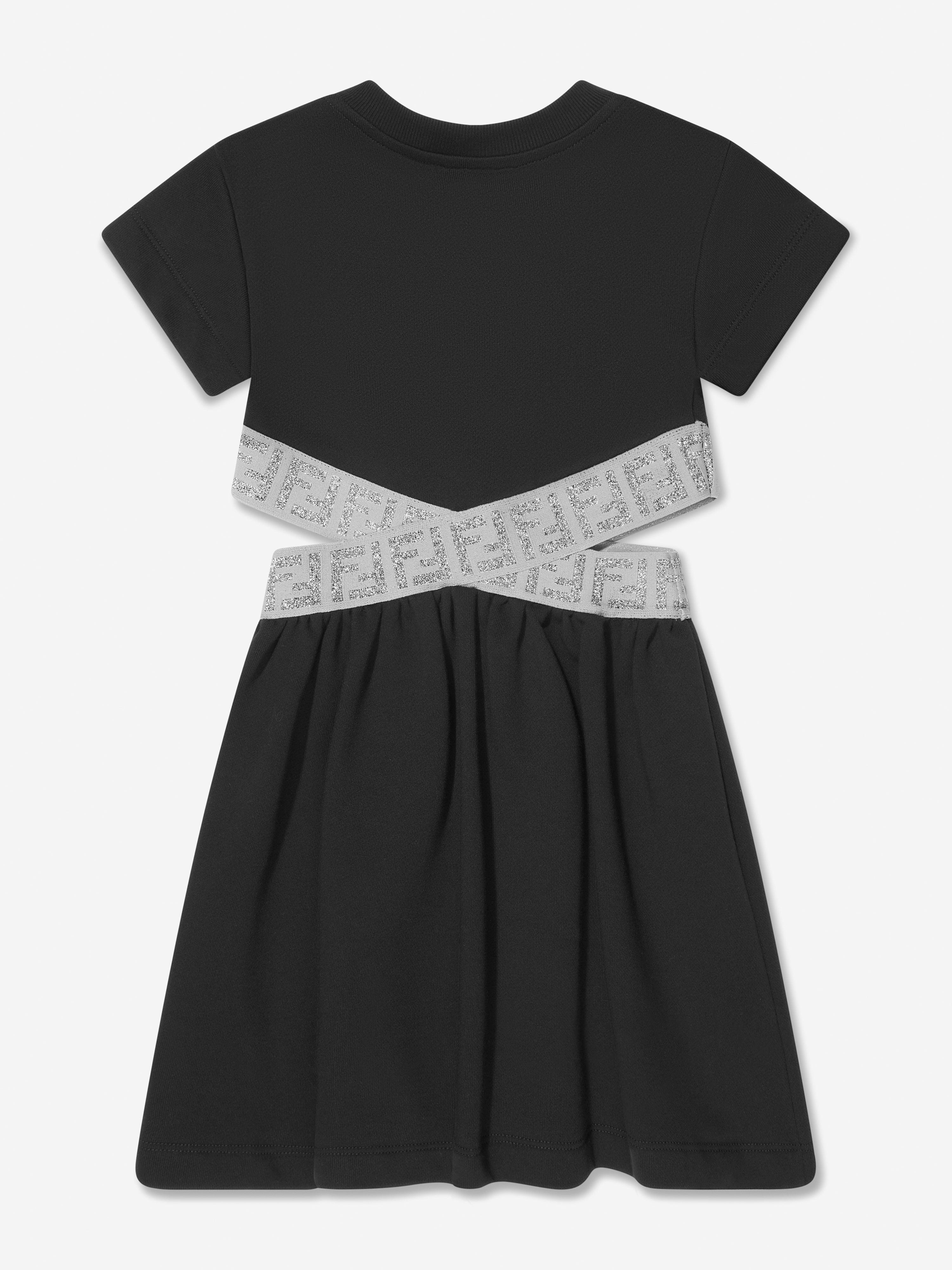 Fendi Girls FF Logo Waist Dress in Black