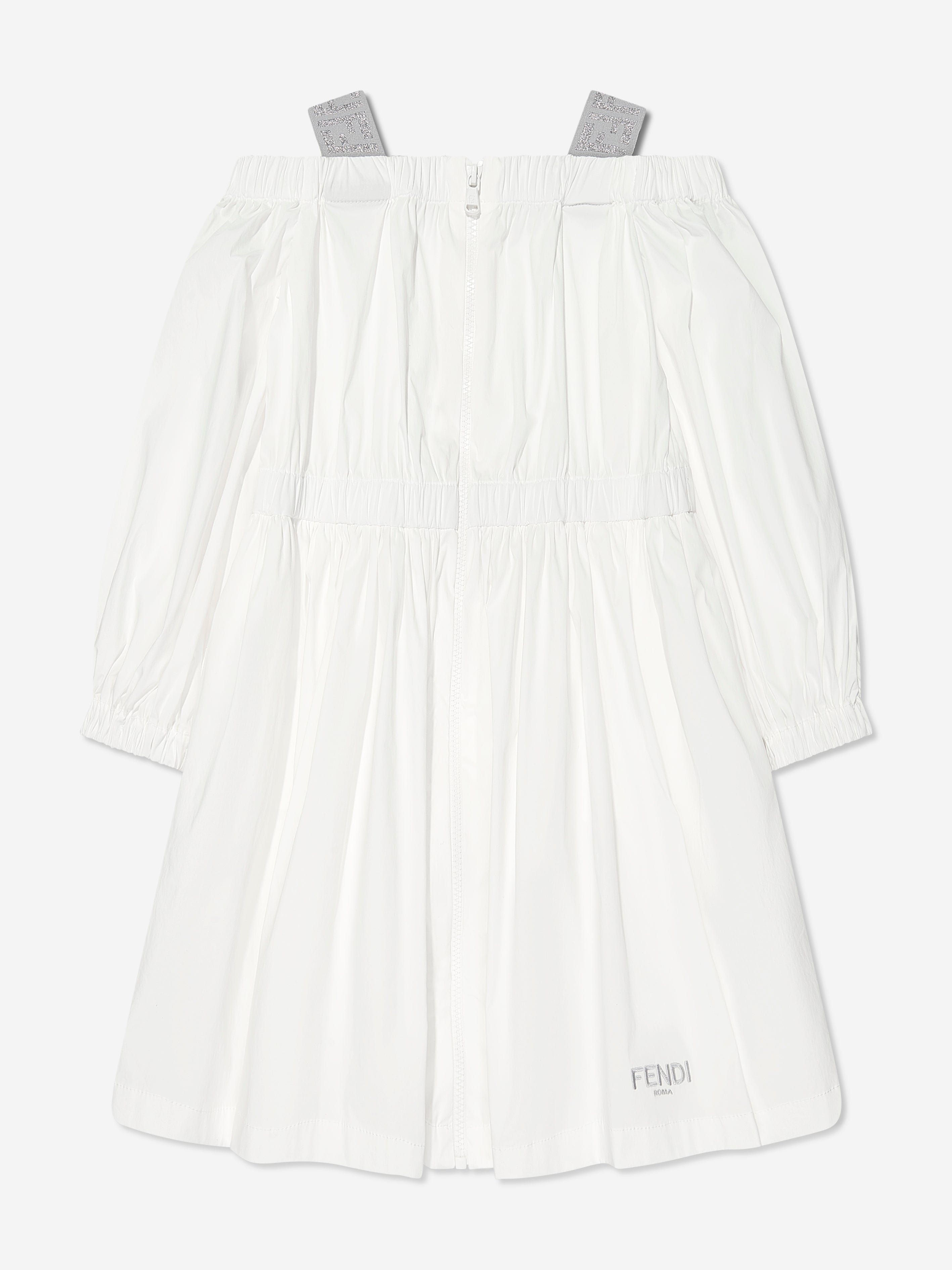 Fendi Girls FF Logo Dress in White