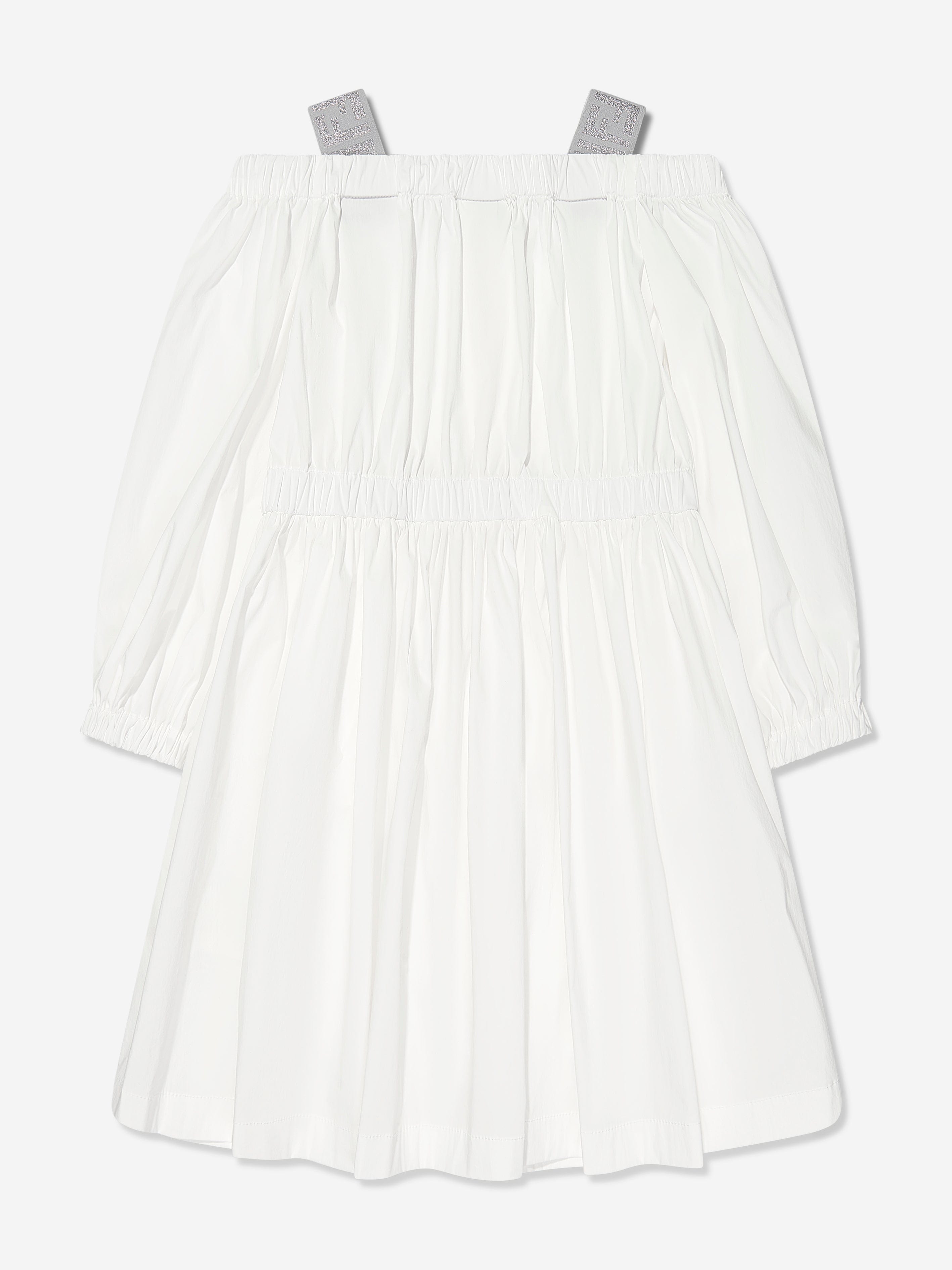 Fendi Girls FF Logo Dress in White