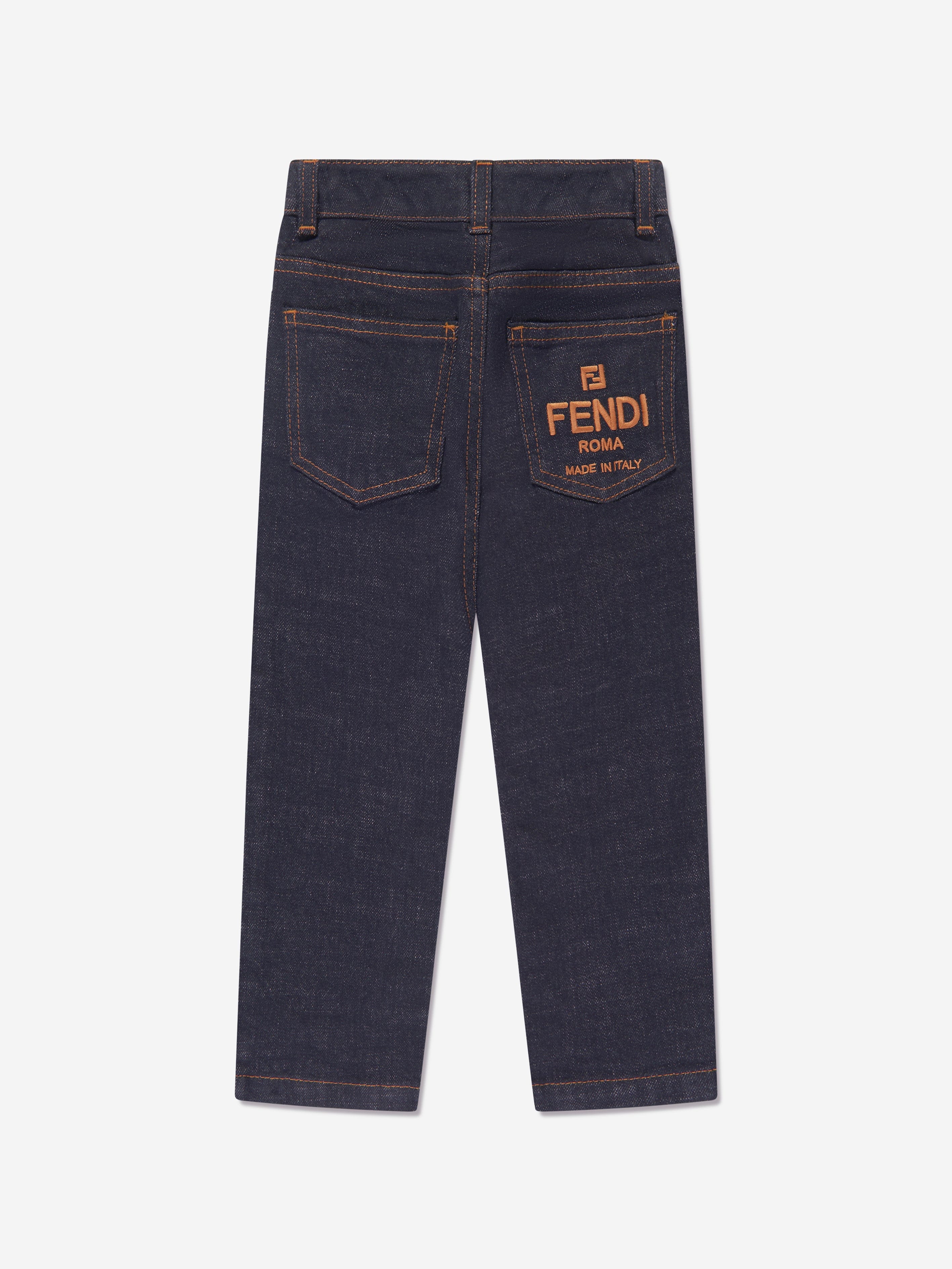 Fendi Girls Slim Fit Jeans in Blue