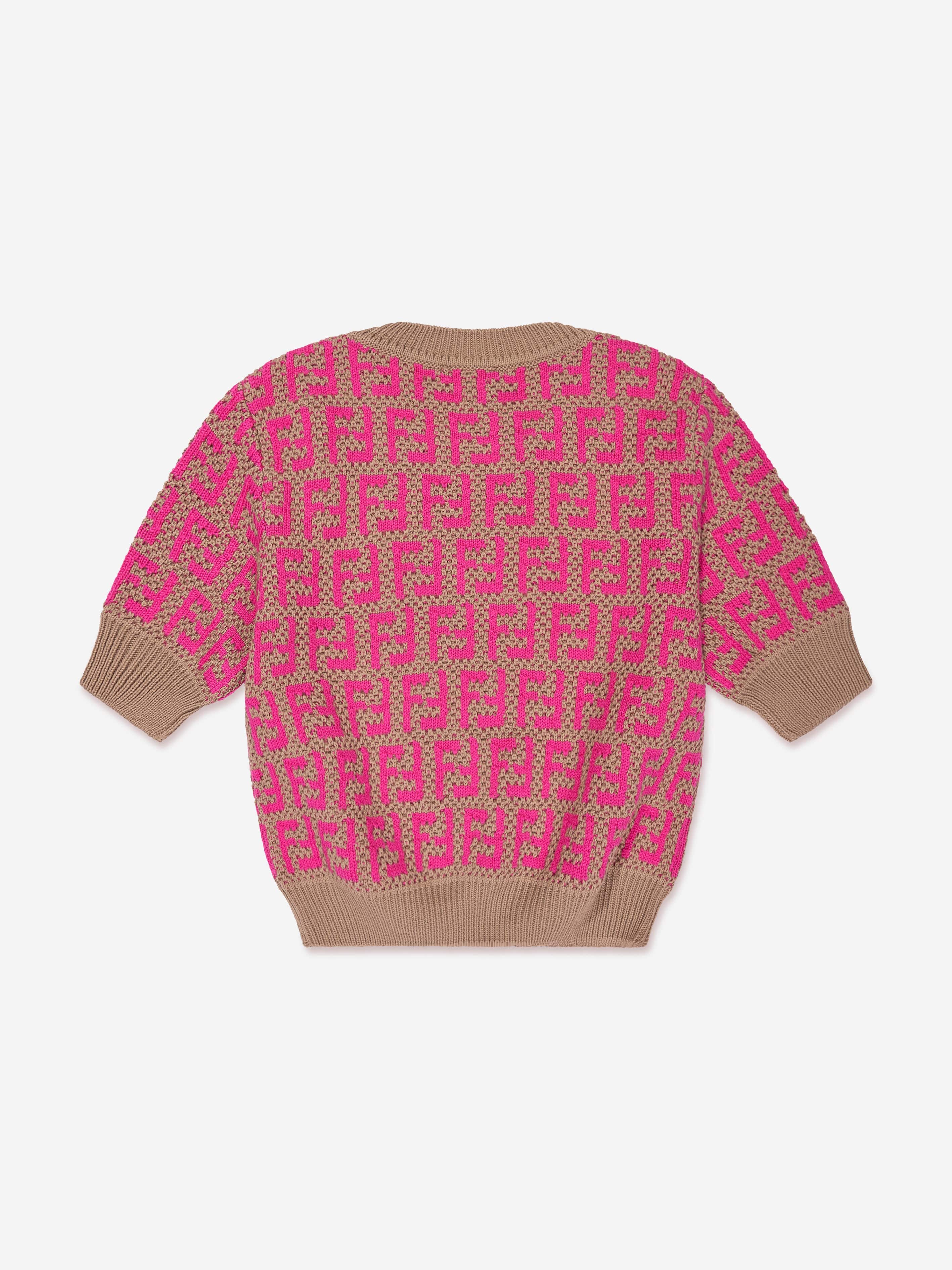 Fendi Girls Knitted Logo Top in Pink