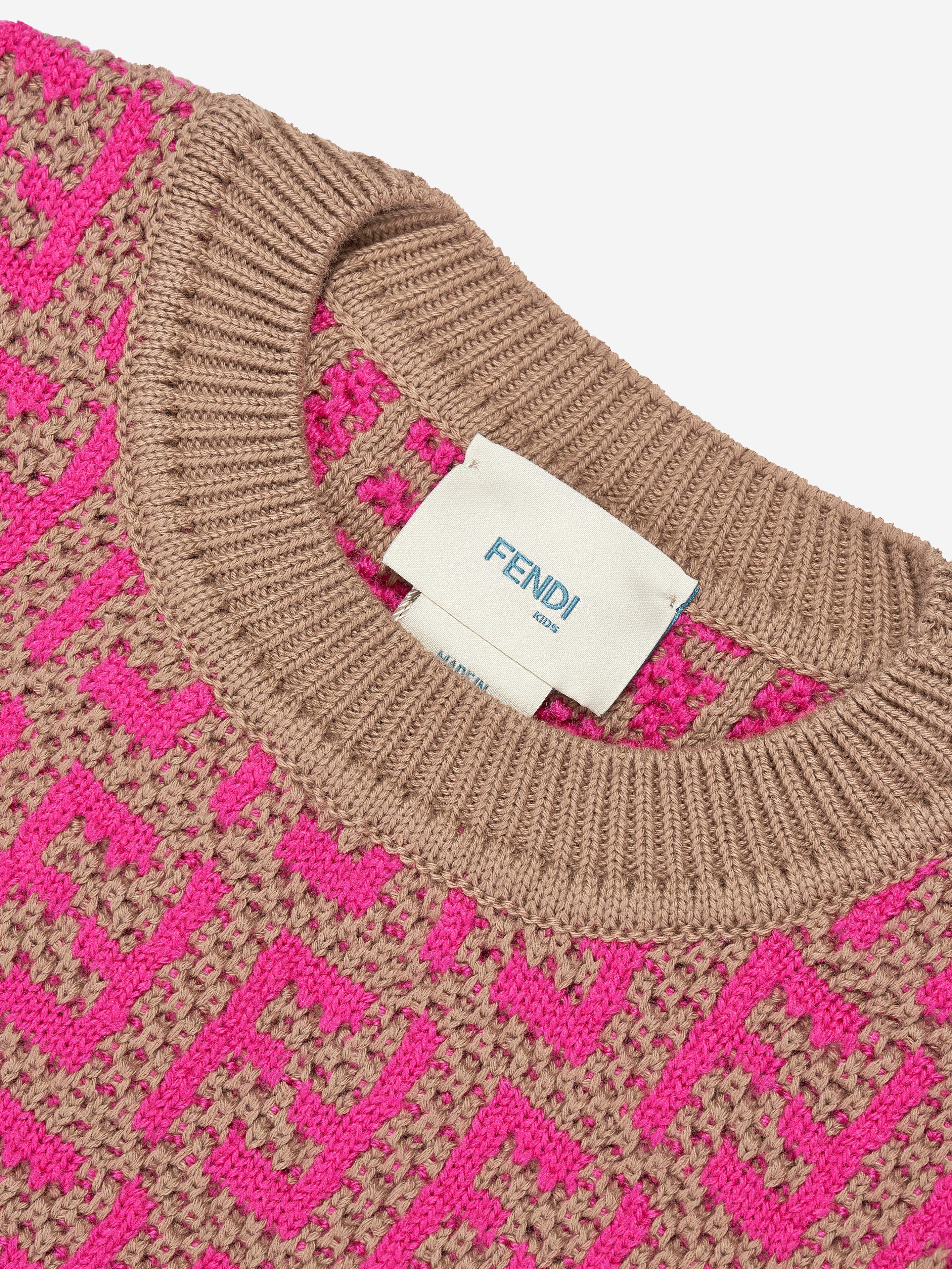 Fendi Girls Knitted Logo Top in Pink