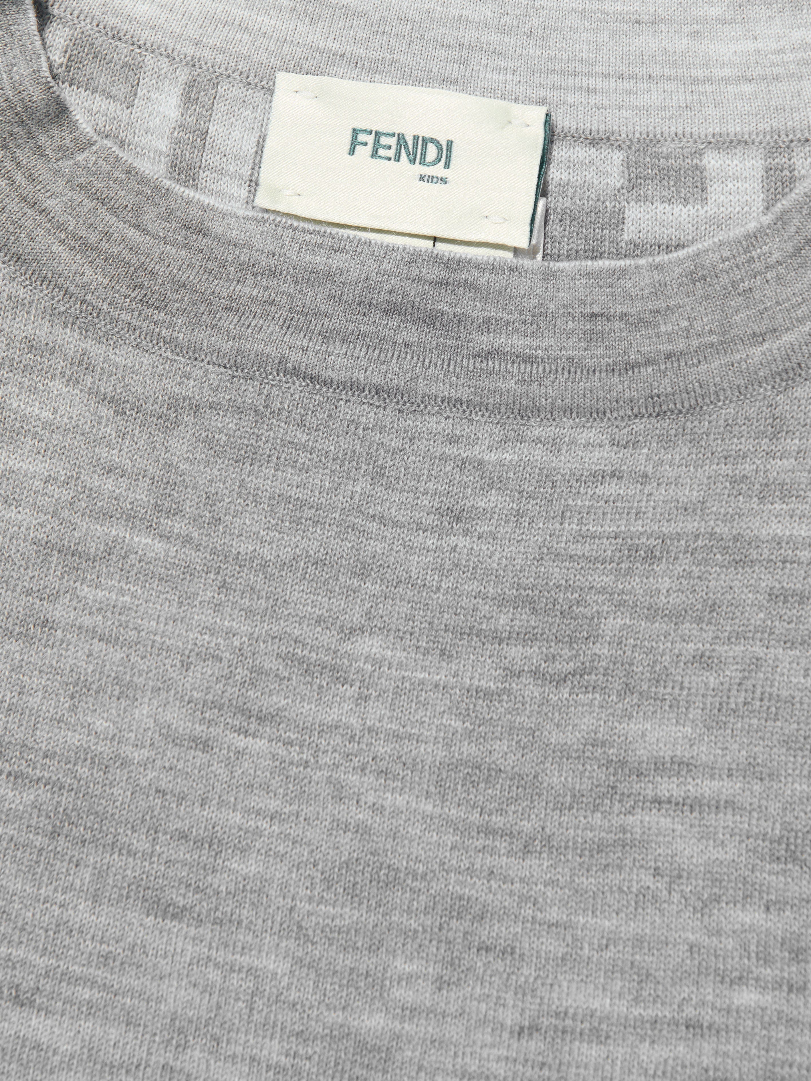 Fendi Girls Knitted FF Logo Jumper in Grey