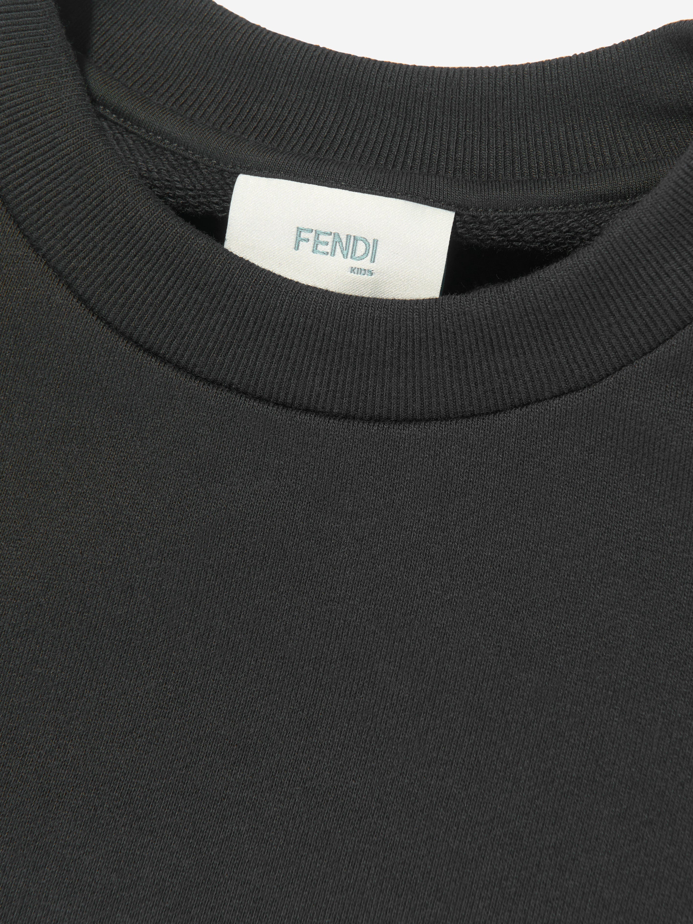 Fendi Girls Cropped FF Logo Top in Black