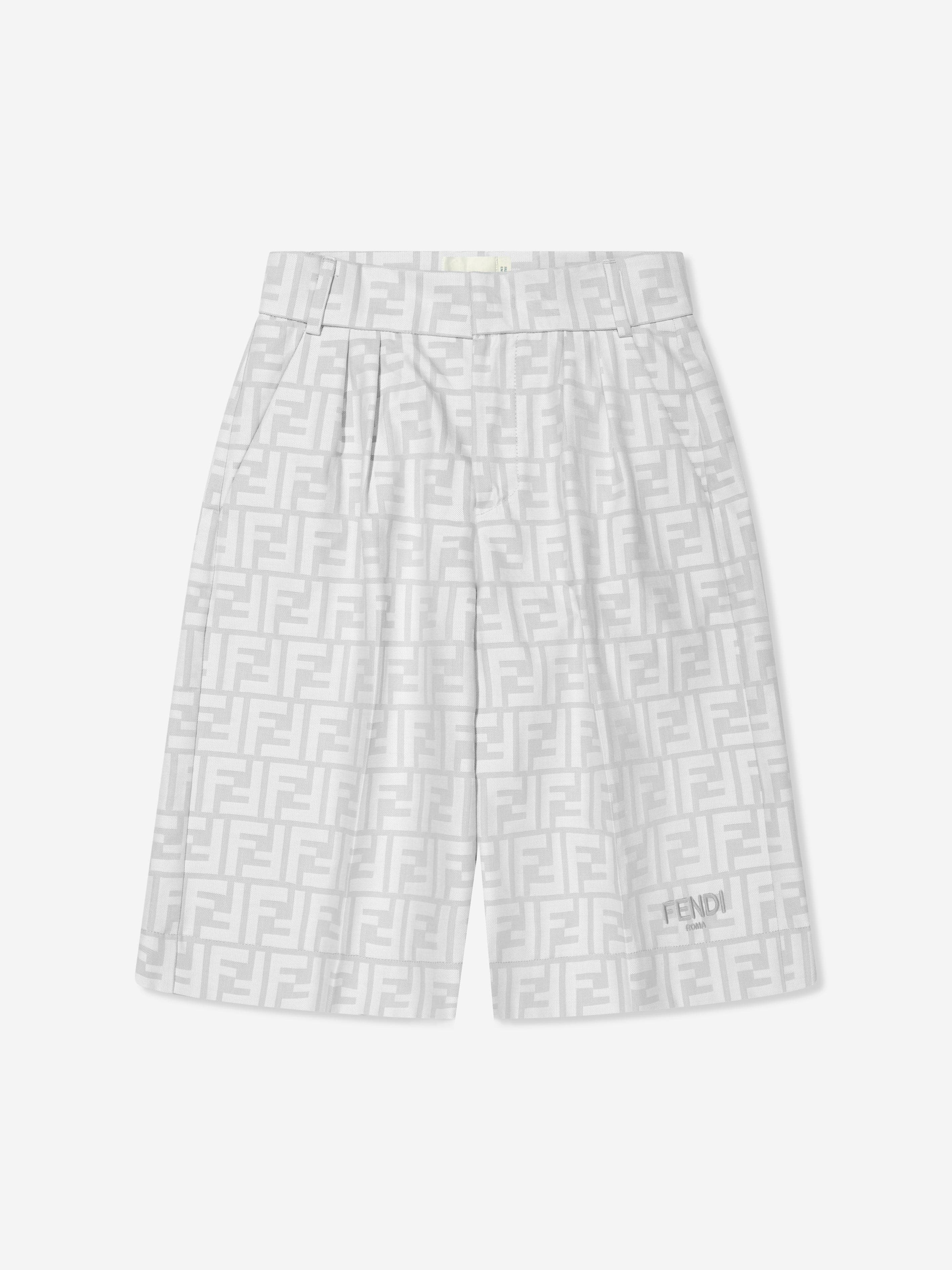 Fendi Boys FF Logo Shorts in Grey