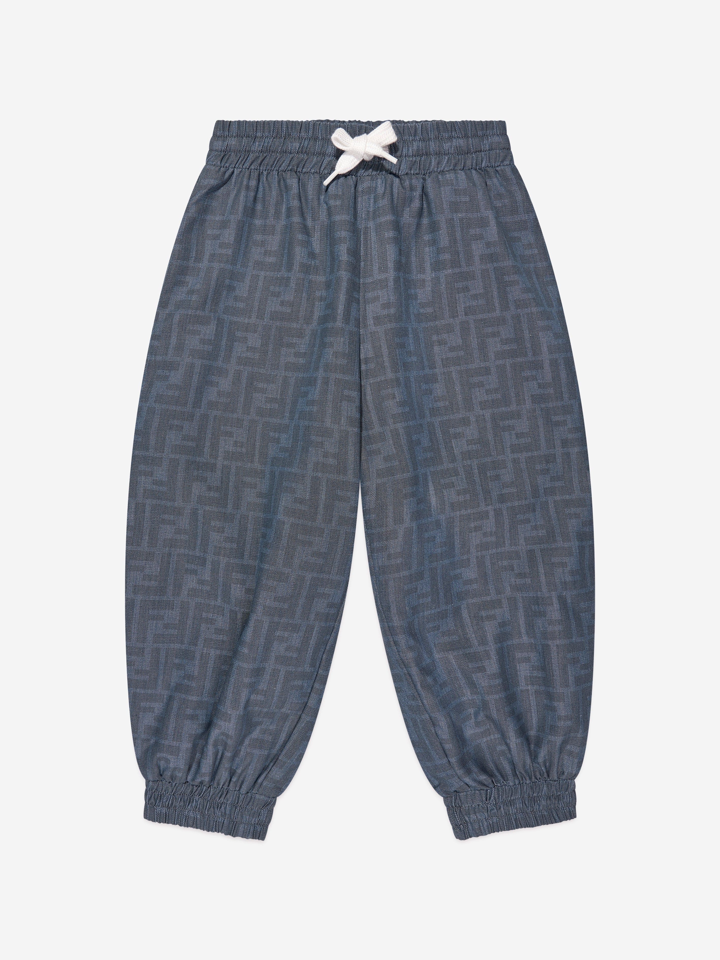 Fendi Boys Chambray FF Logo Joggers in Blue