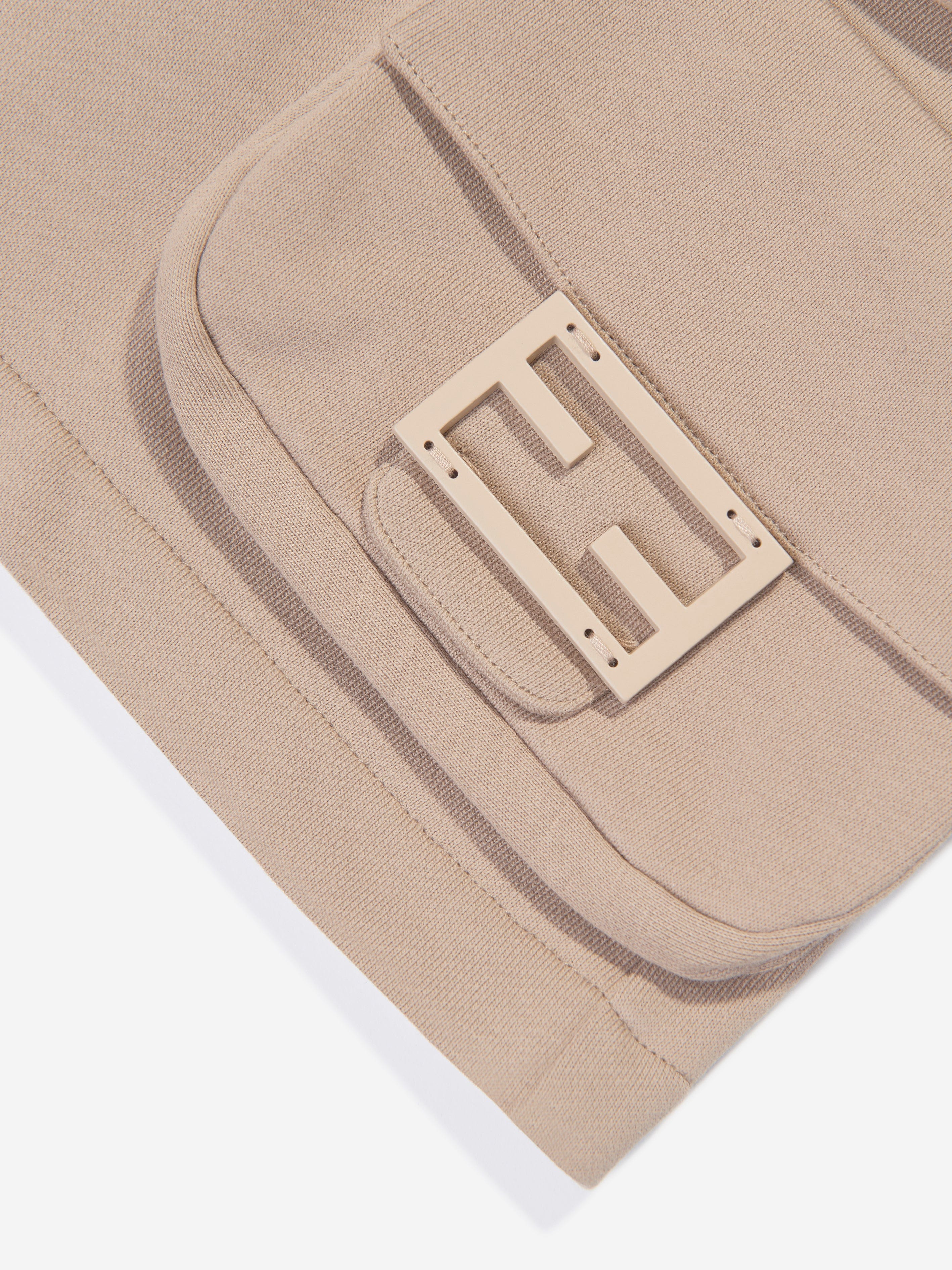 Fendi Boys Baguette Pocket Cargo Shorts in Beige