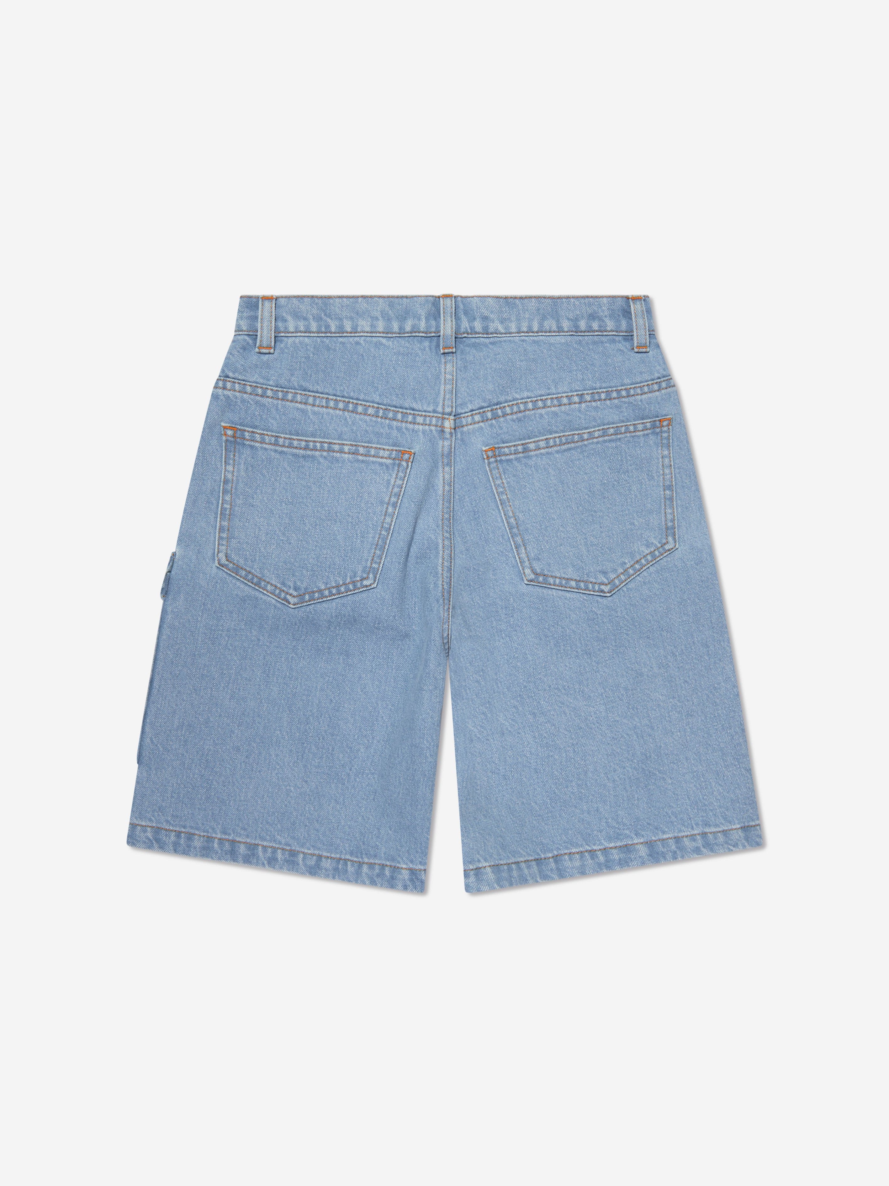 Fendi Boys Big Pocket Logo Denim Shorts in Blue