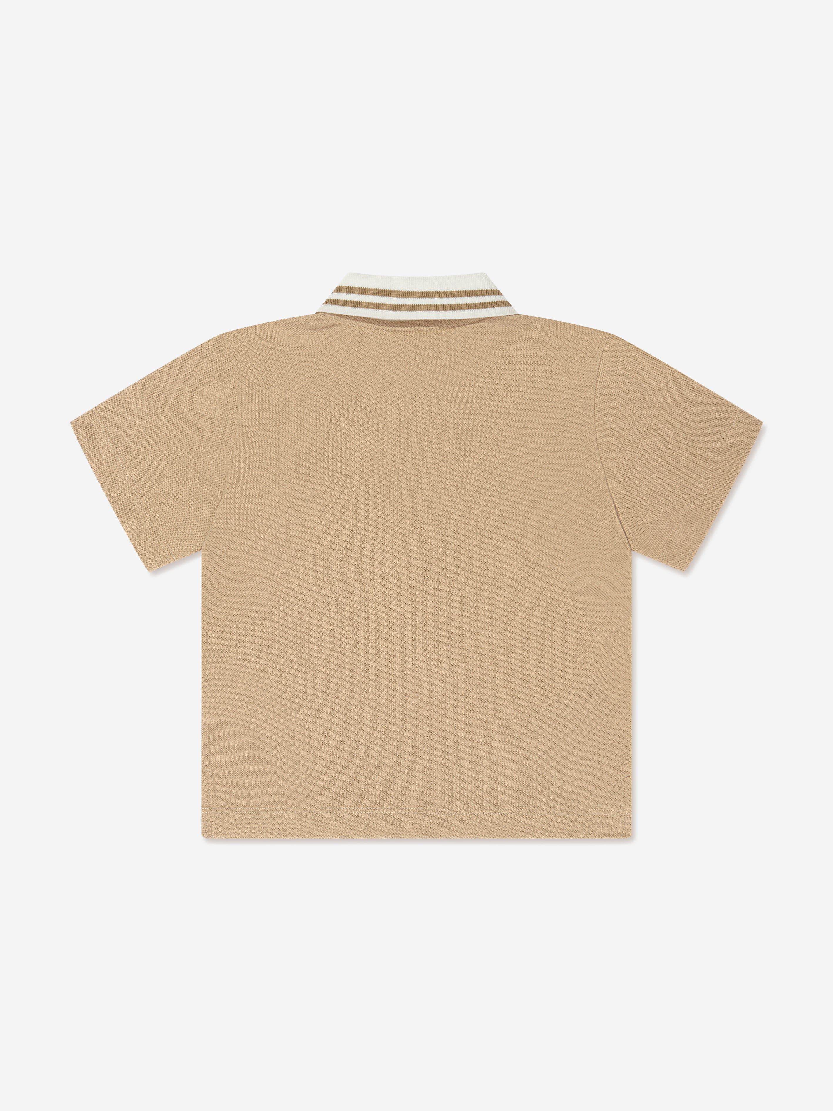 Fendi Boys FF Logo Polo Shirt in Beige