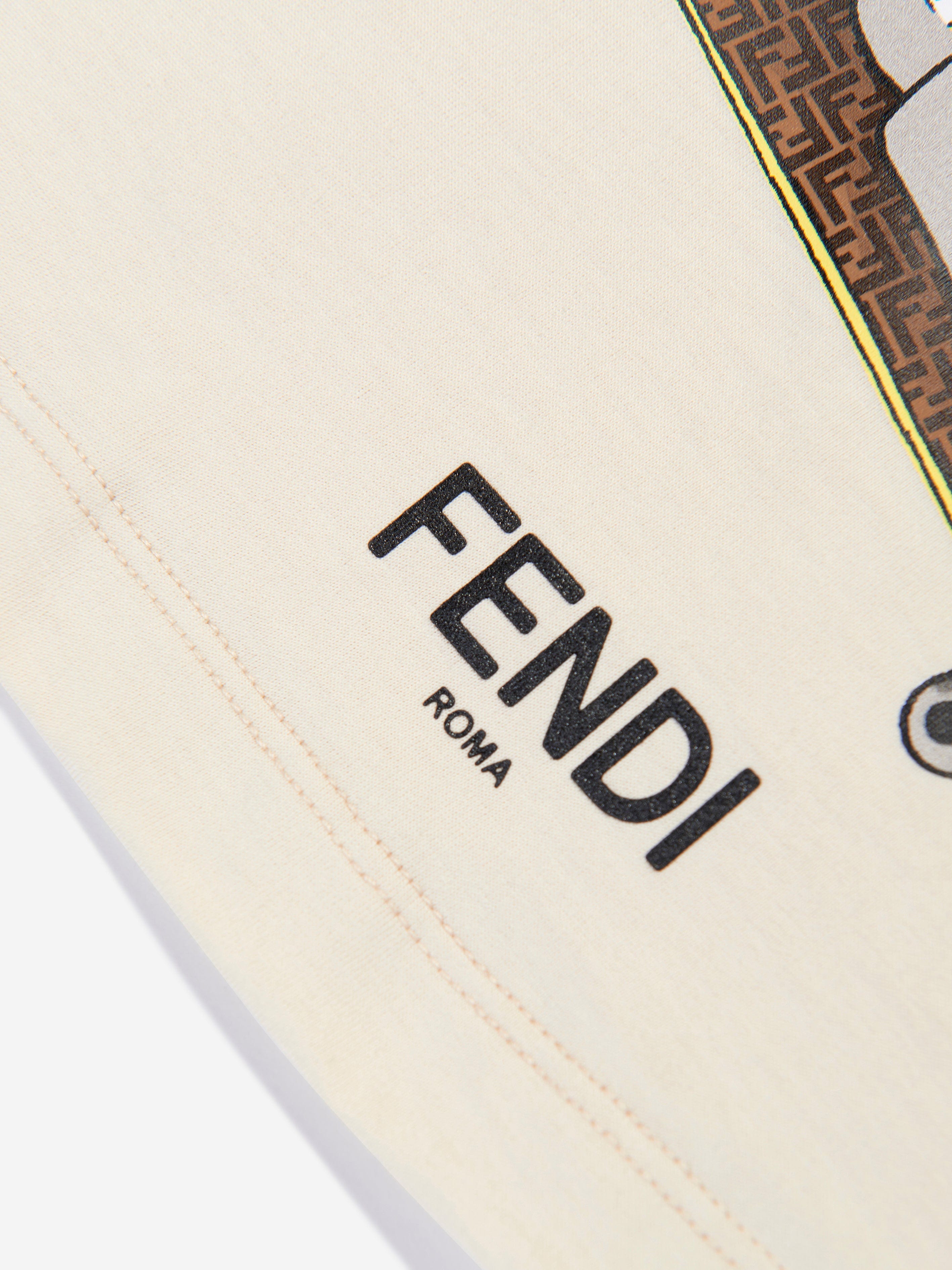 Fendi Boys Graphic Print T-Shirt in Beige