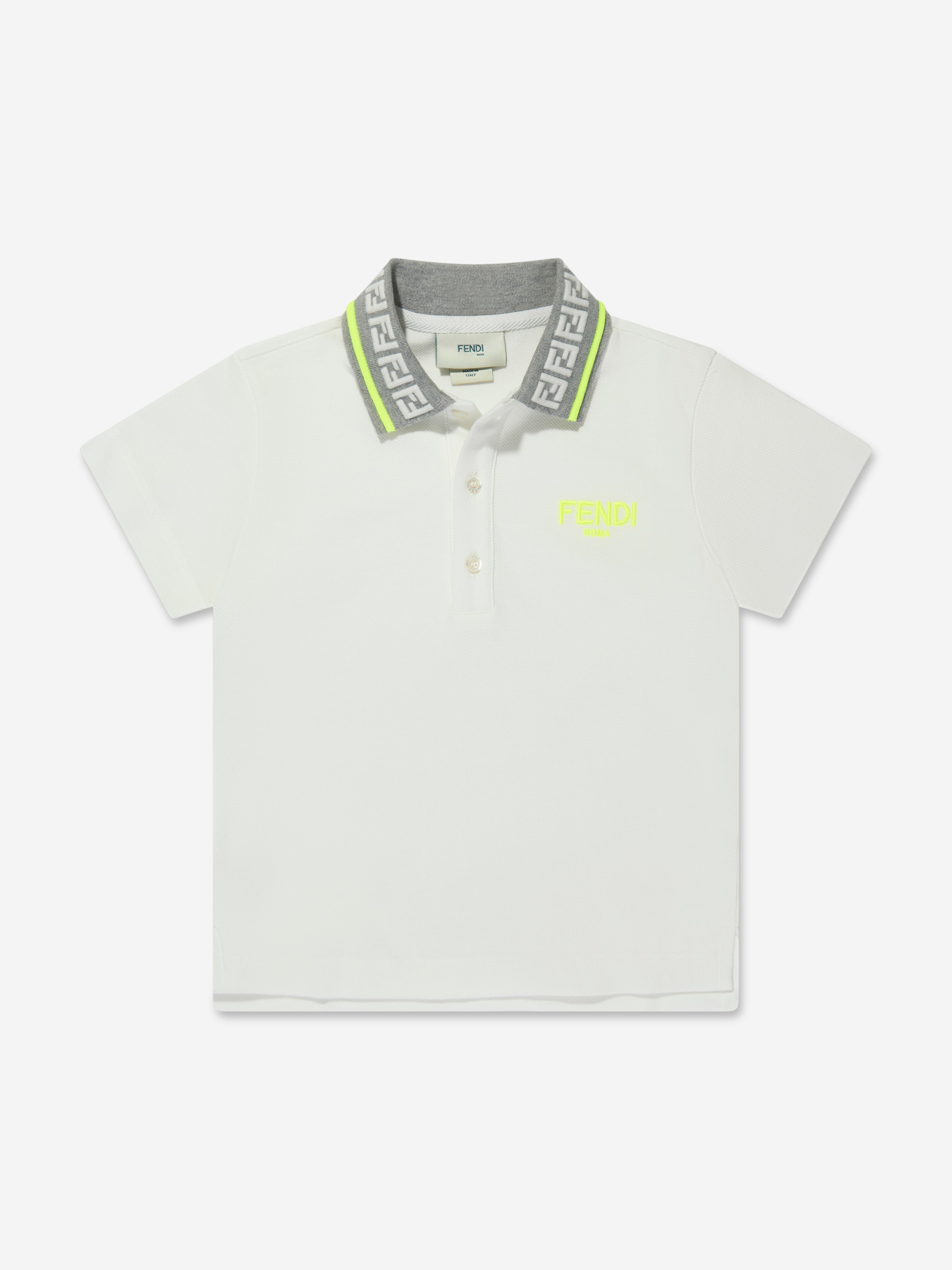 Fendi Boys Logo Polo Shirt in Ivory