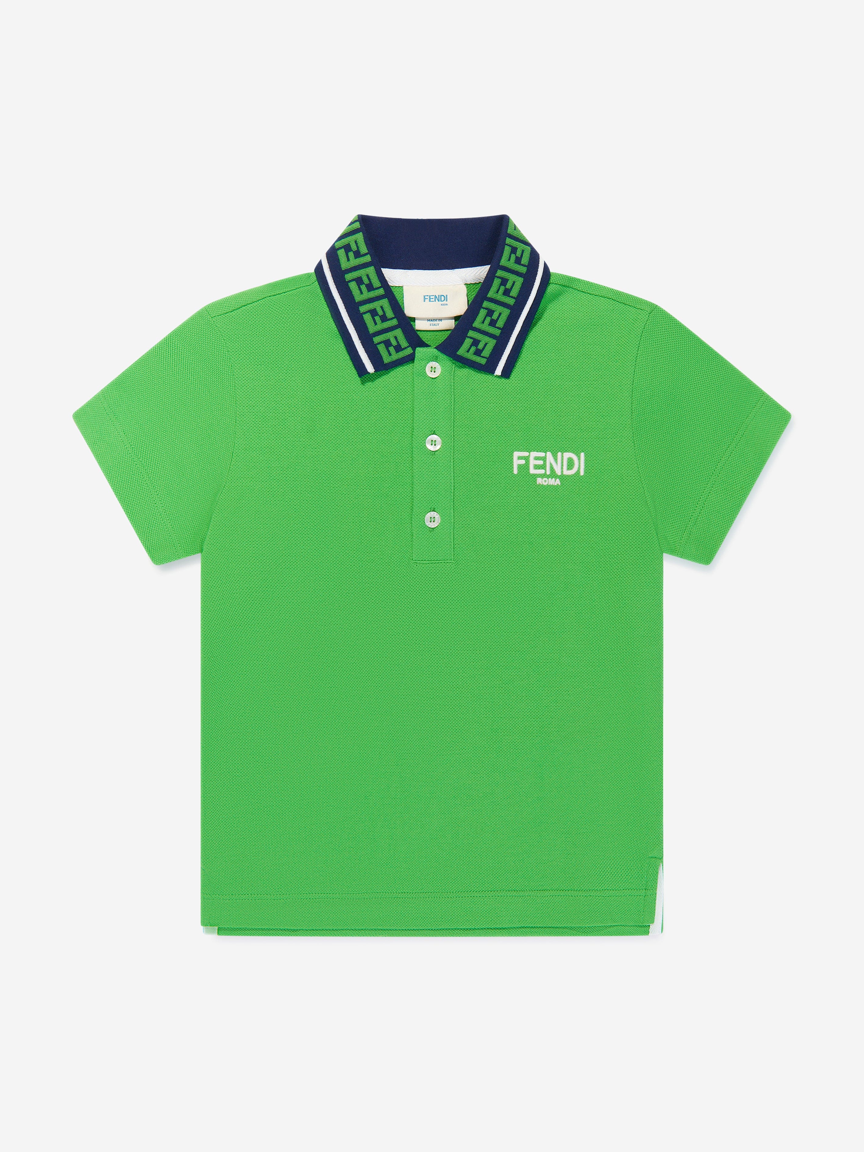 Fendi Boys Logo Polo Shirt in Green