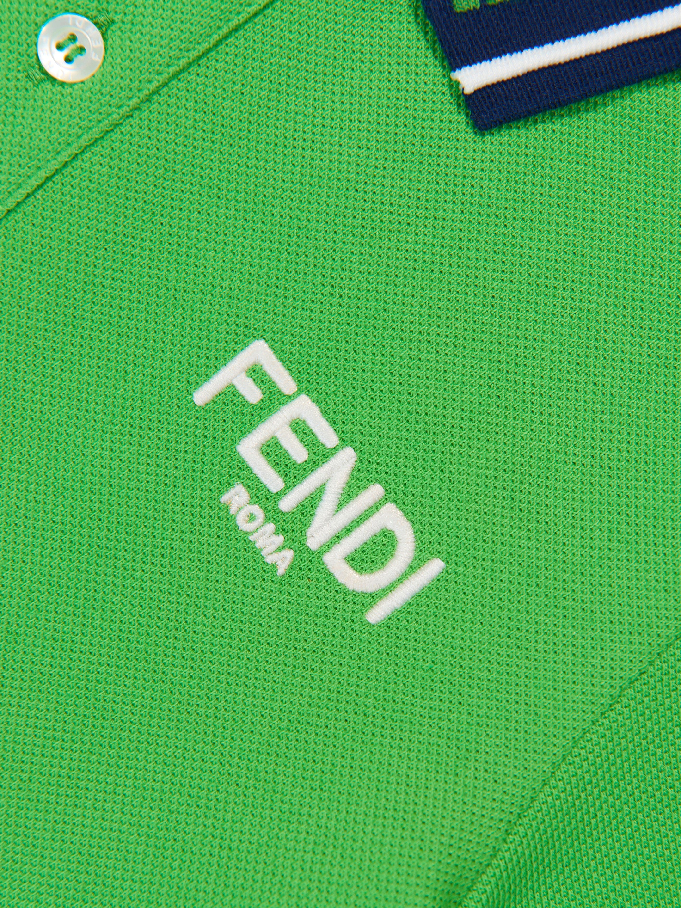 Fendi Boys Logo Polo Shirt in Green