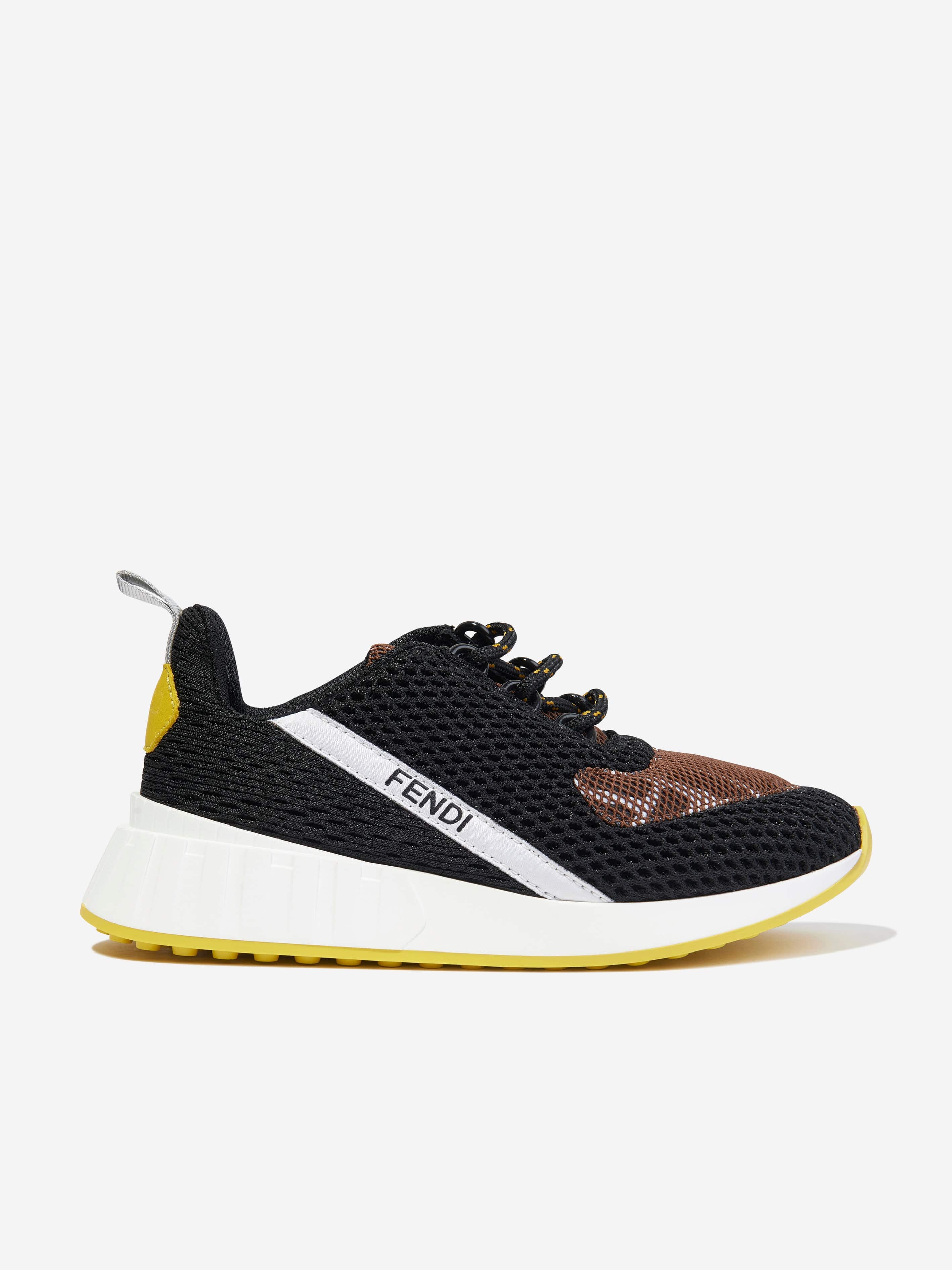 Fendi Kids Mesh FF Logo Trainers in Black