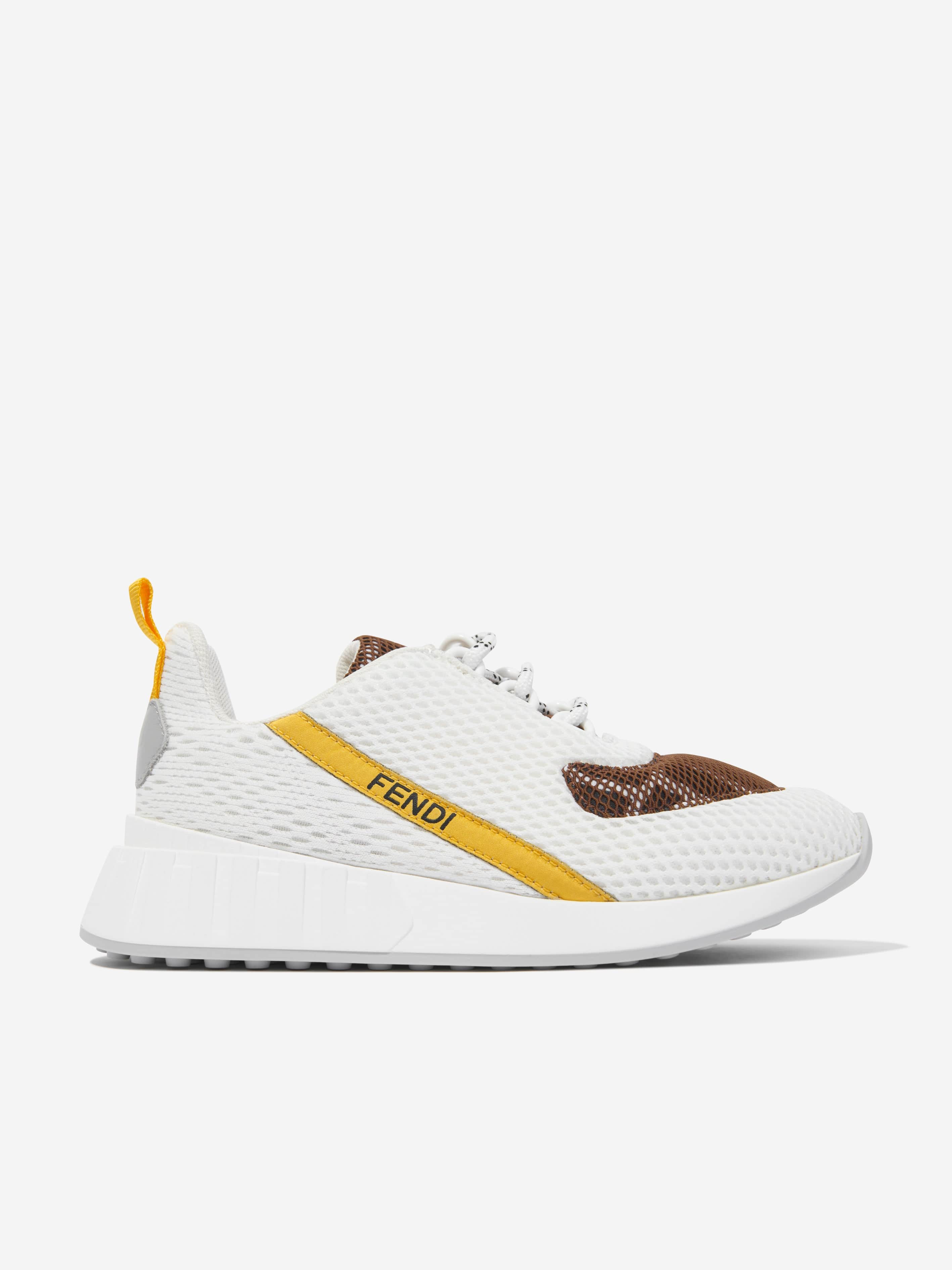 Fendi Kids Mesh FF Logo Trainers in White