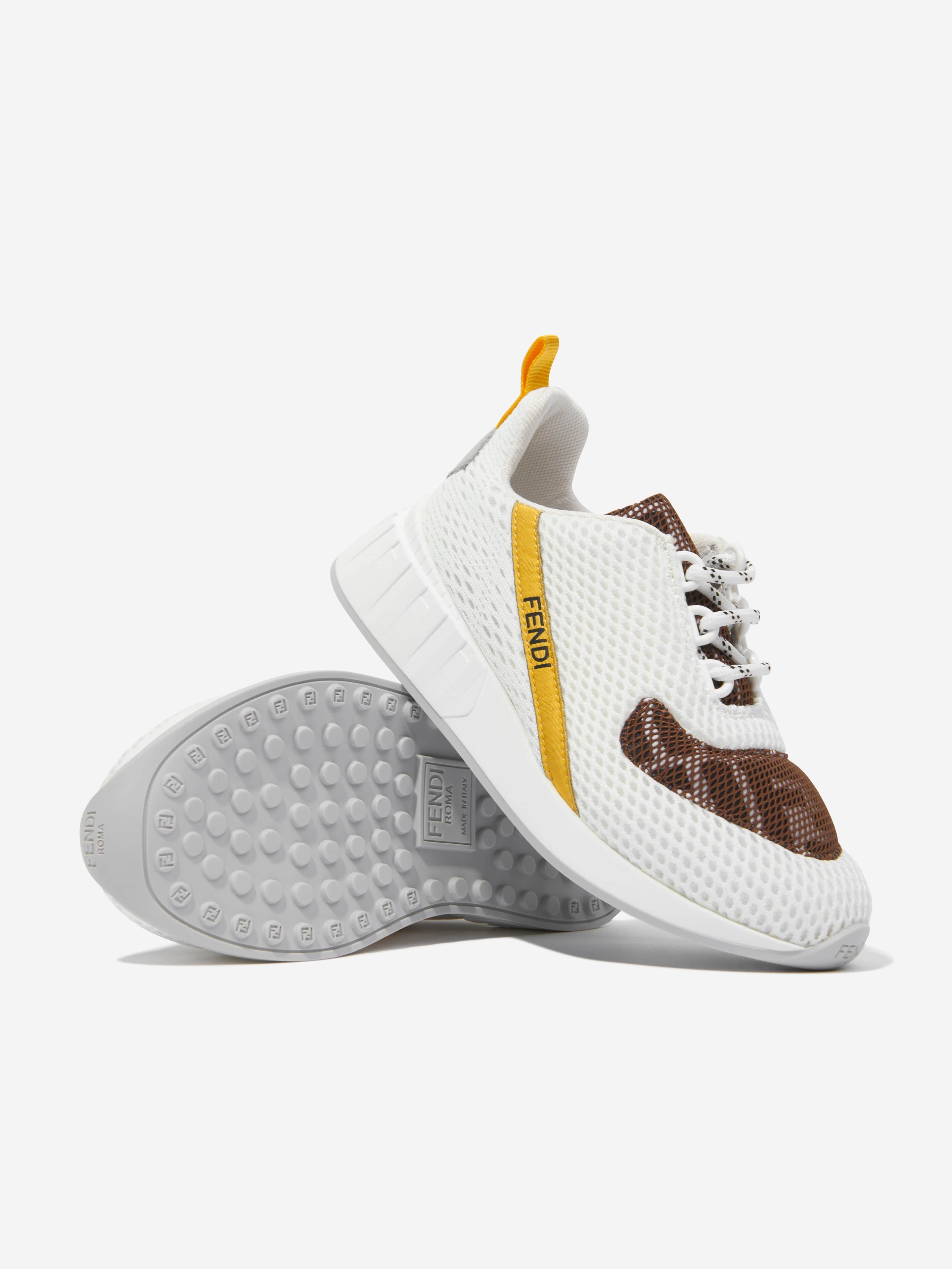 Fendi Kids Mesh FF Logo Trainers in White