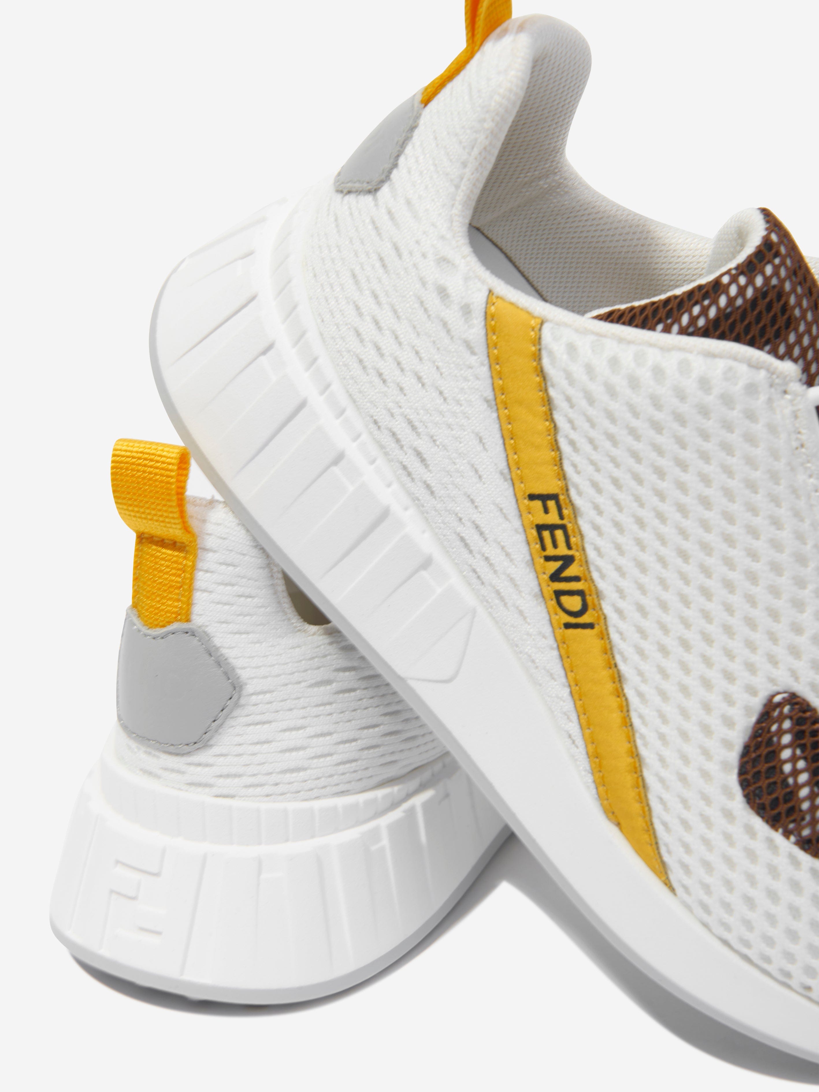 Fendi Kids Mesh FF Logo Trainers in White