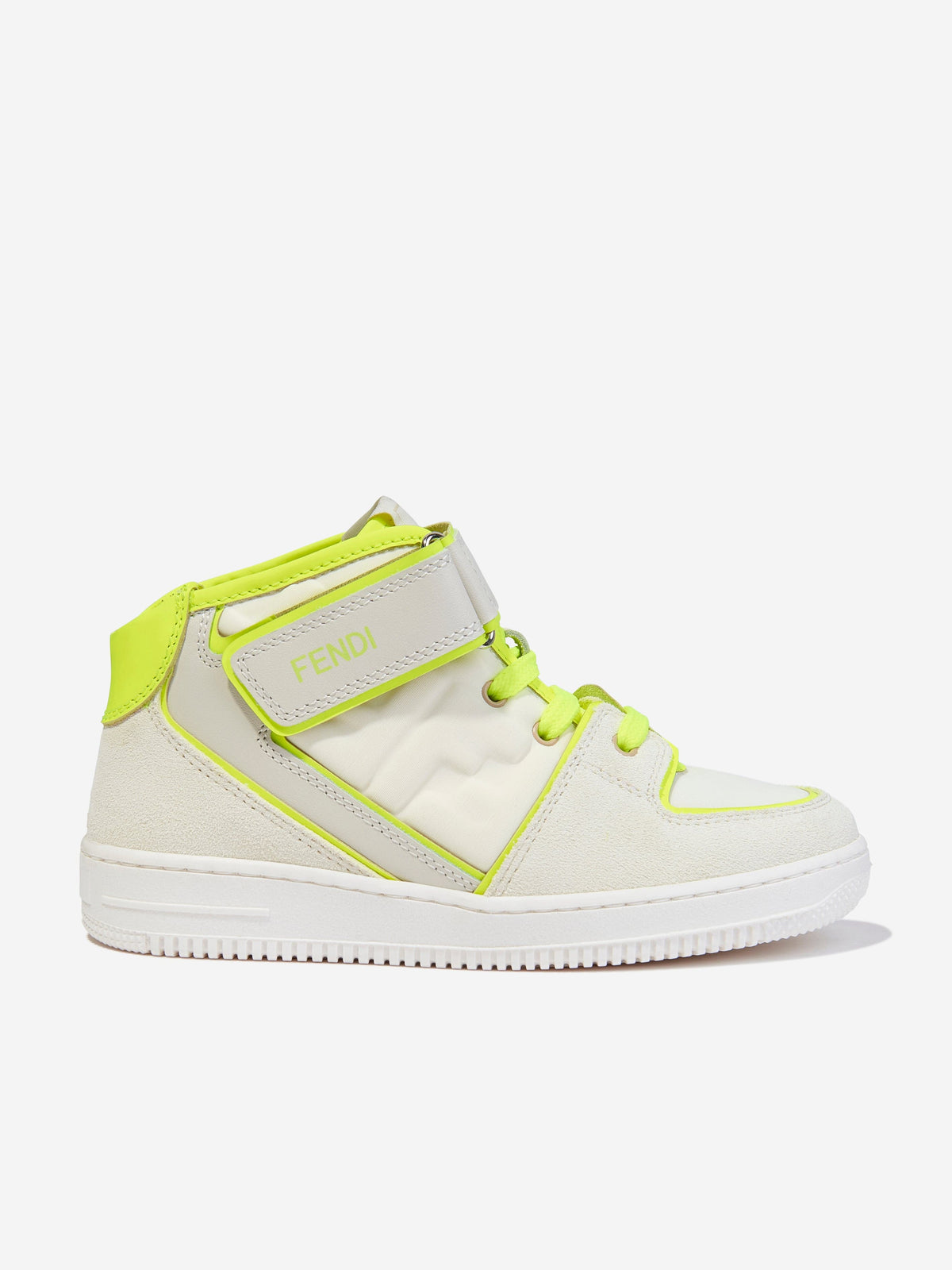 Fendi Kids Leather Logo Trainers in Yellow