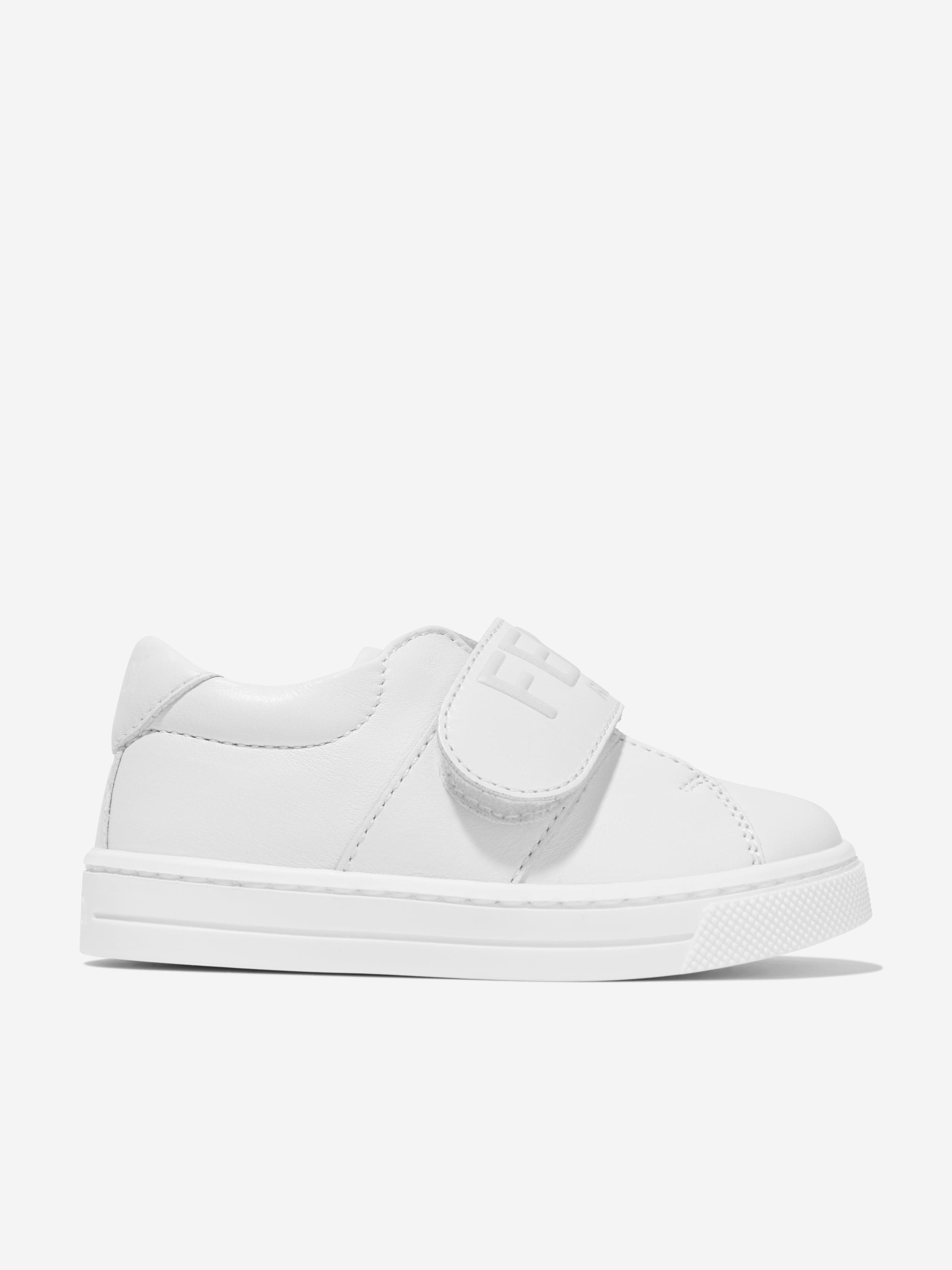 Fendi Kids Leather Logo Trainers in White