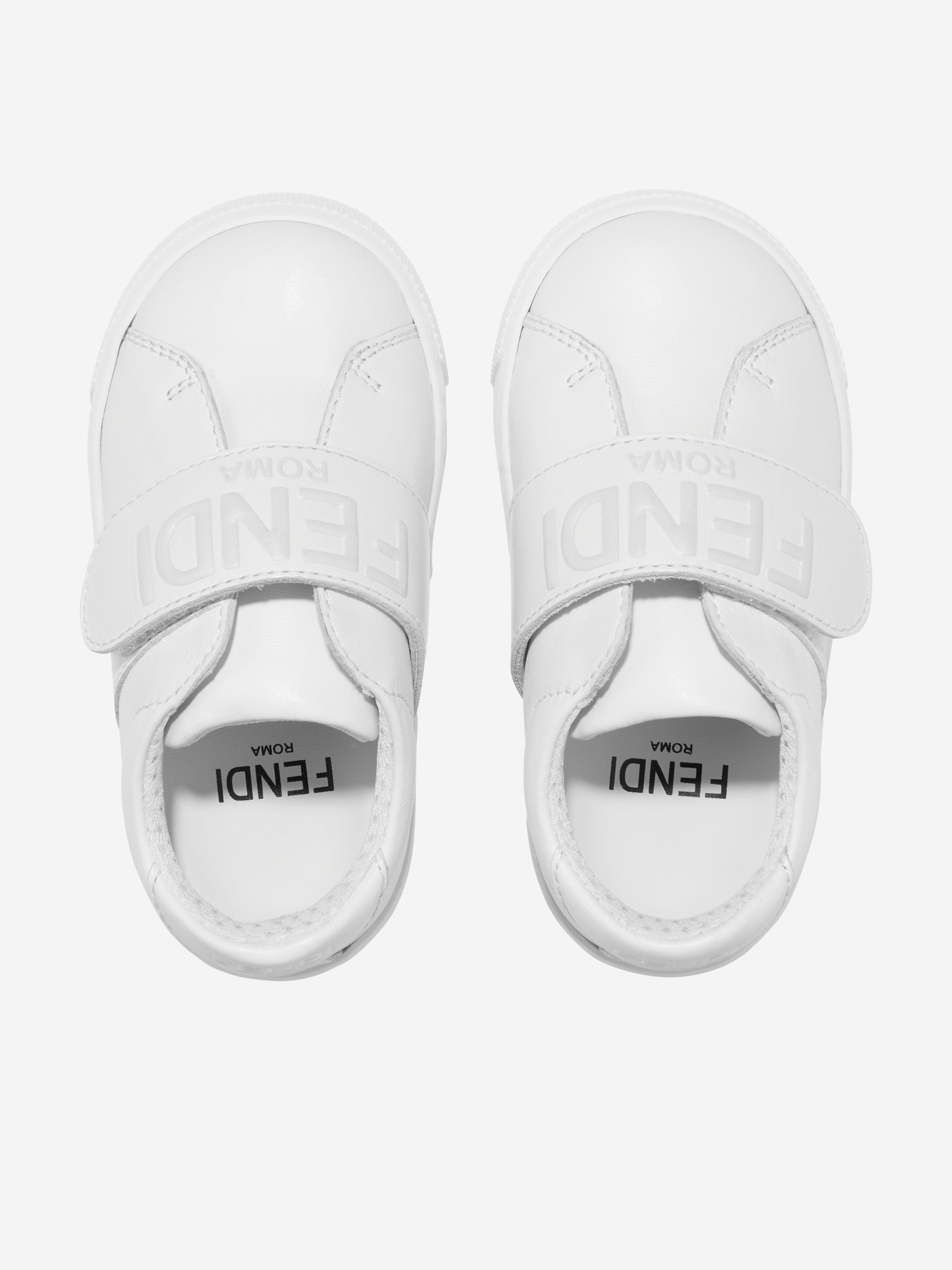 Fendi Kids Leather Logo Trainers in White