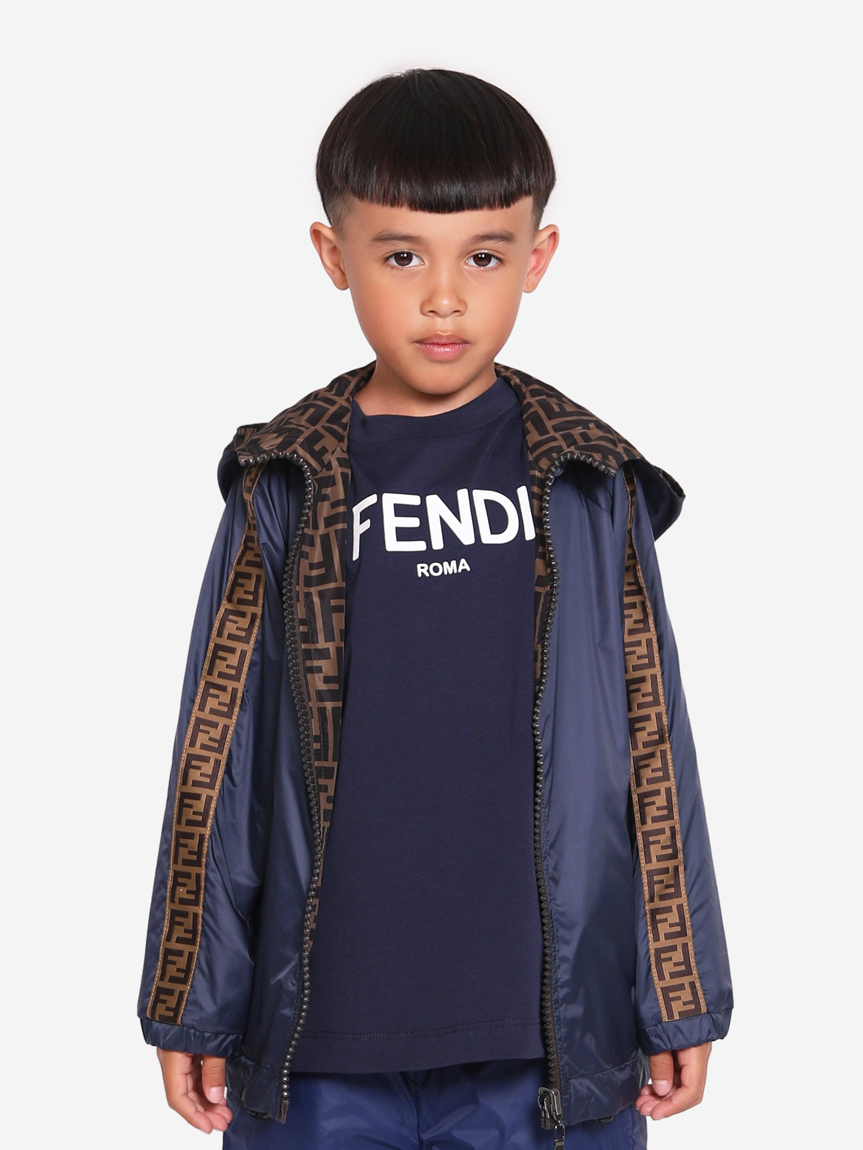 Fendi Kids Reversible K-Way Jacket in Blue