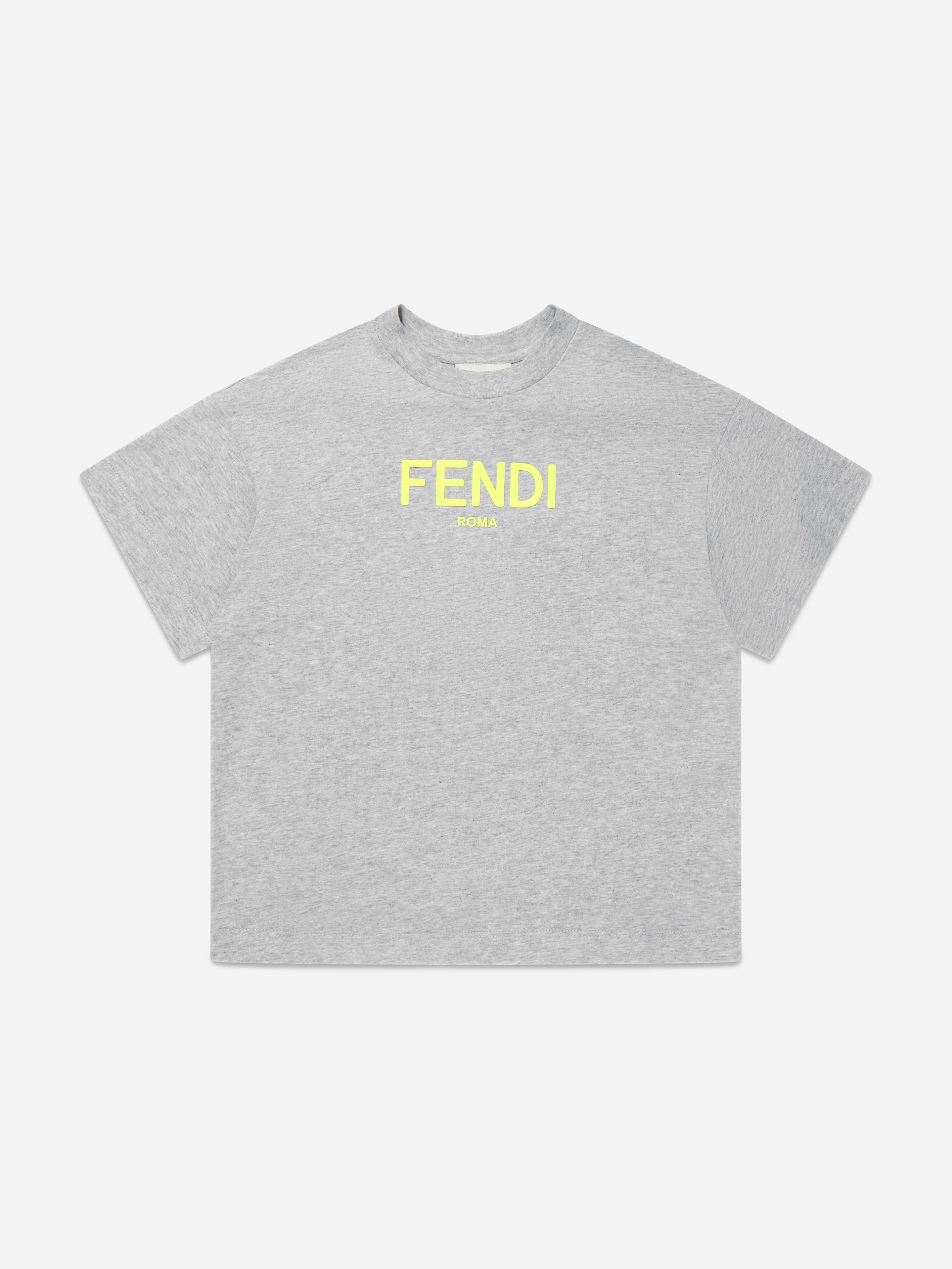 Fendi Kids Logo T-Shirt in Grey