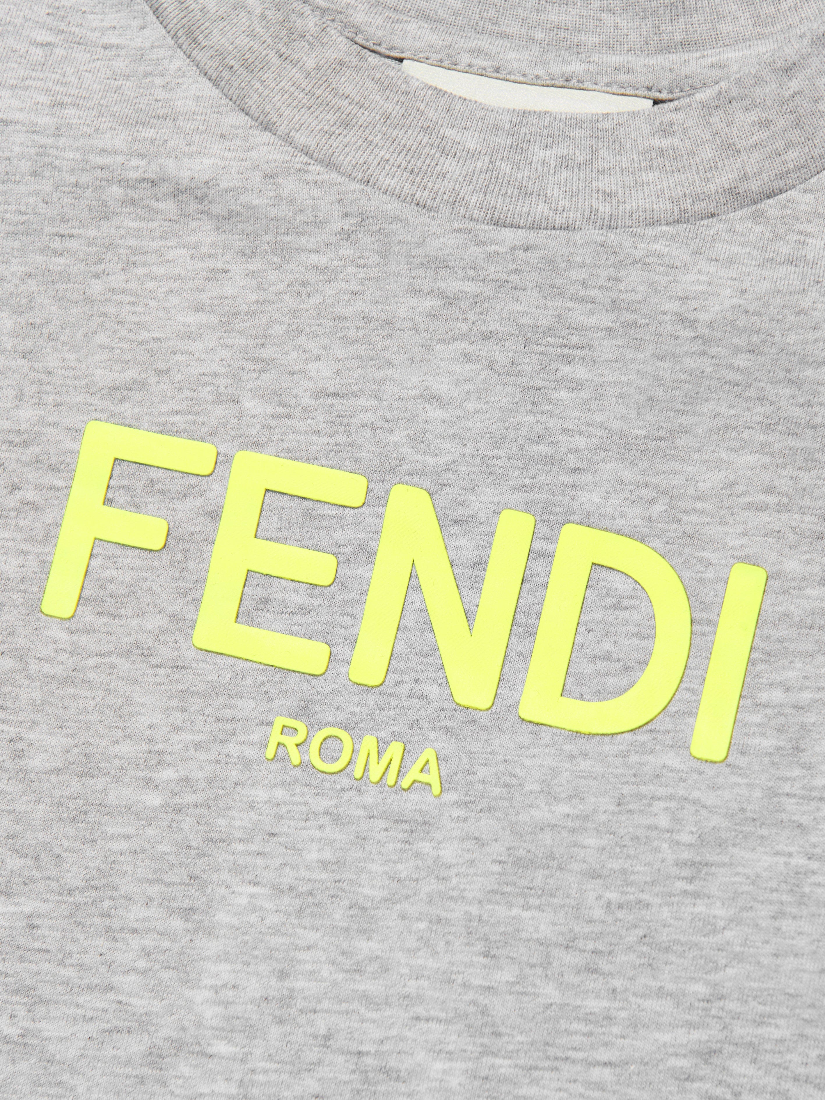 Fendi Kids Logo T-Shirt in Grey