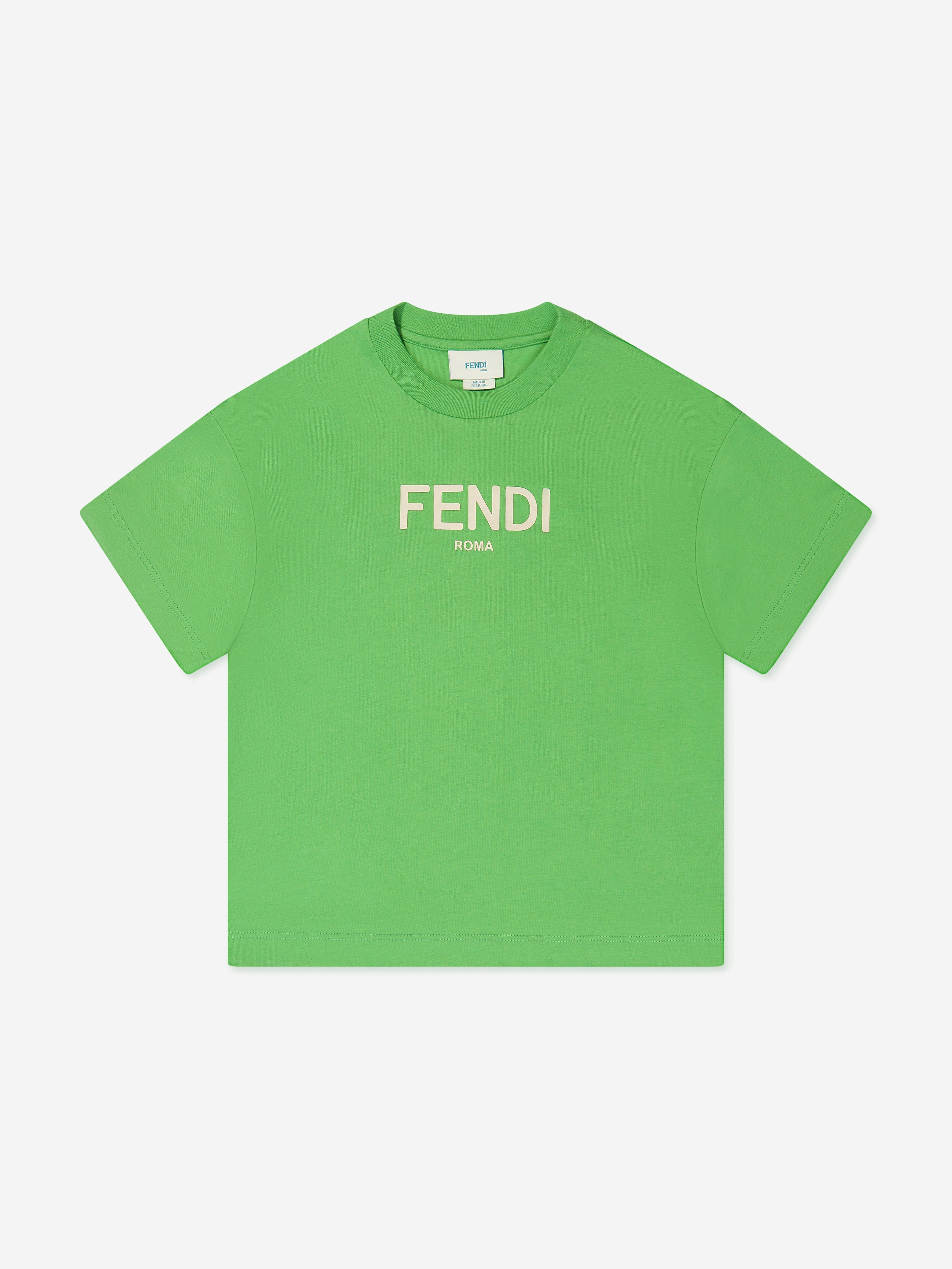 Fendi Kids Logo T-Shirt in Green