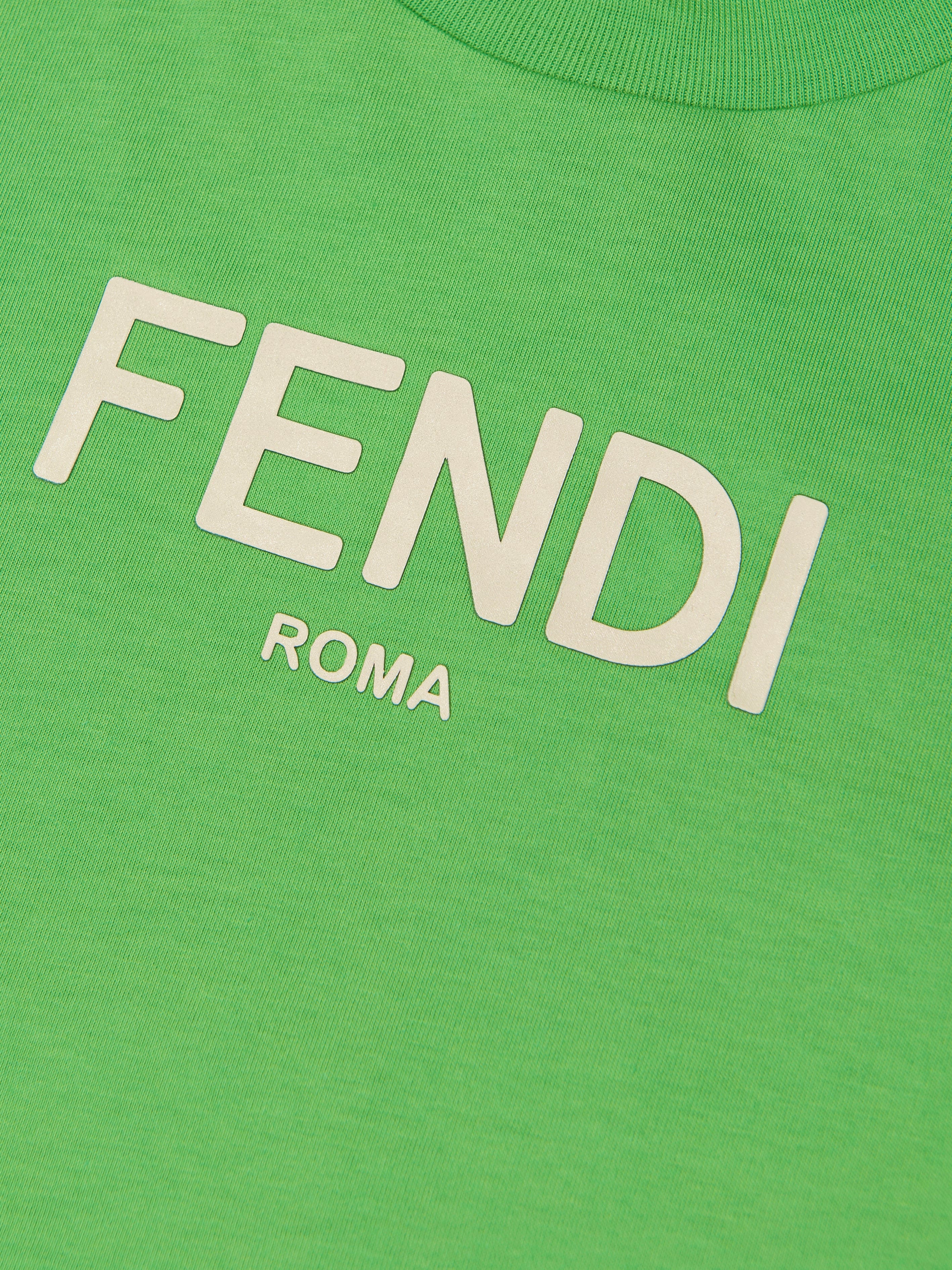 Fendi Kids Logo T-Shirt in Green