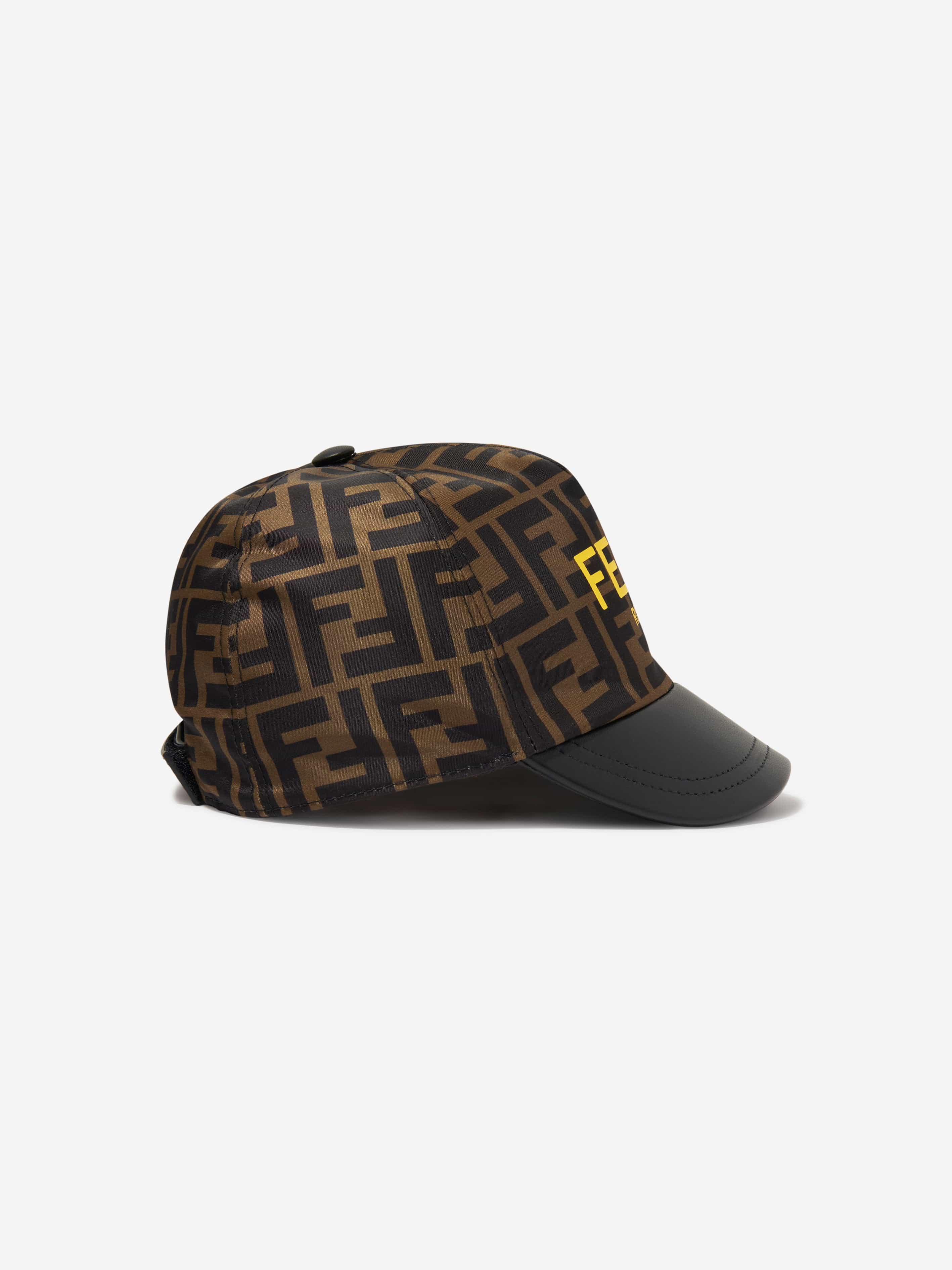 Fendi Kids FF Logo Cap in Brown