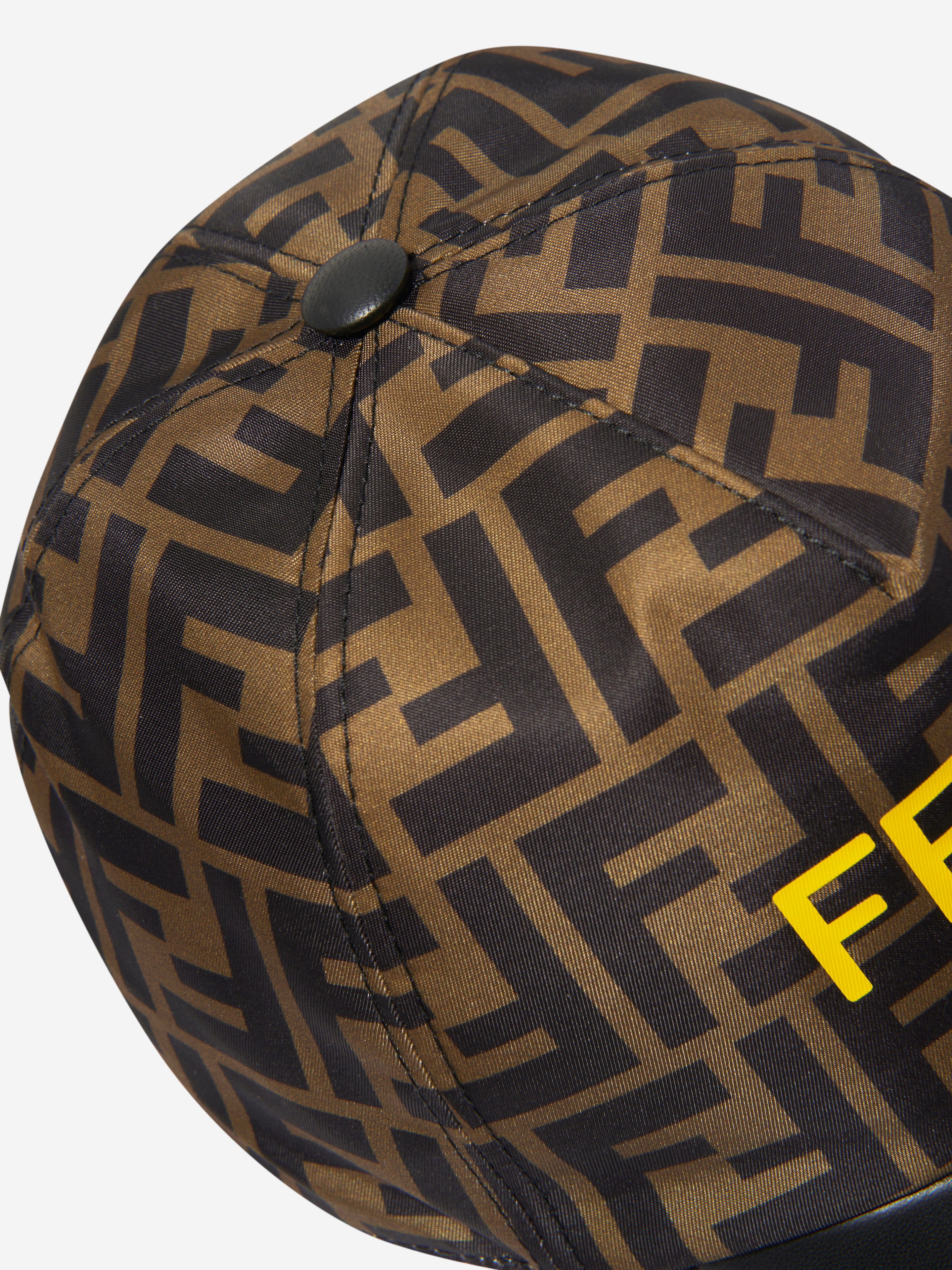 Fendi Kids FF Logo Cap in Brown