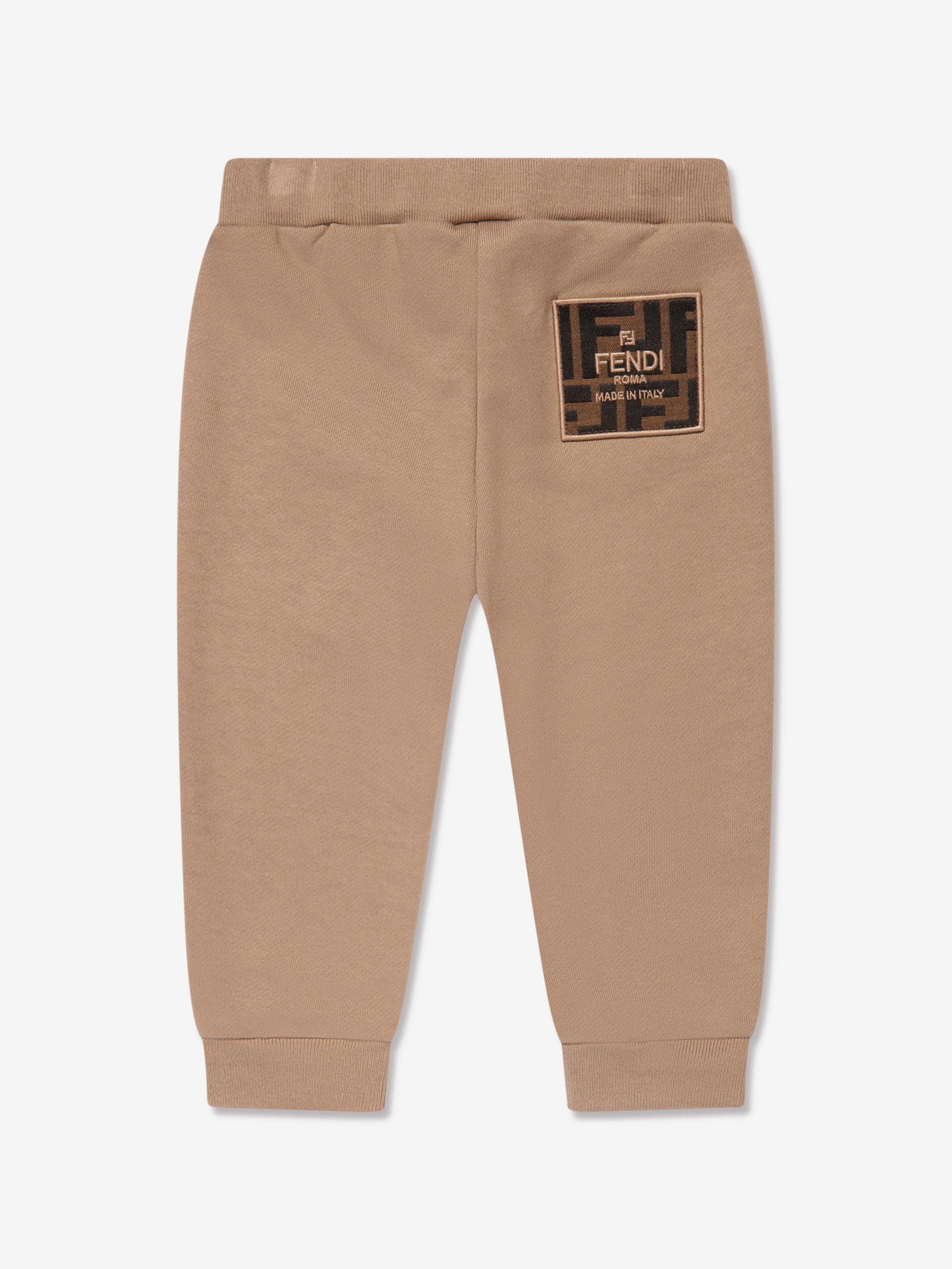 Fendi Baby Logo Patch Joggers in Beige