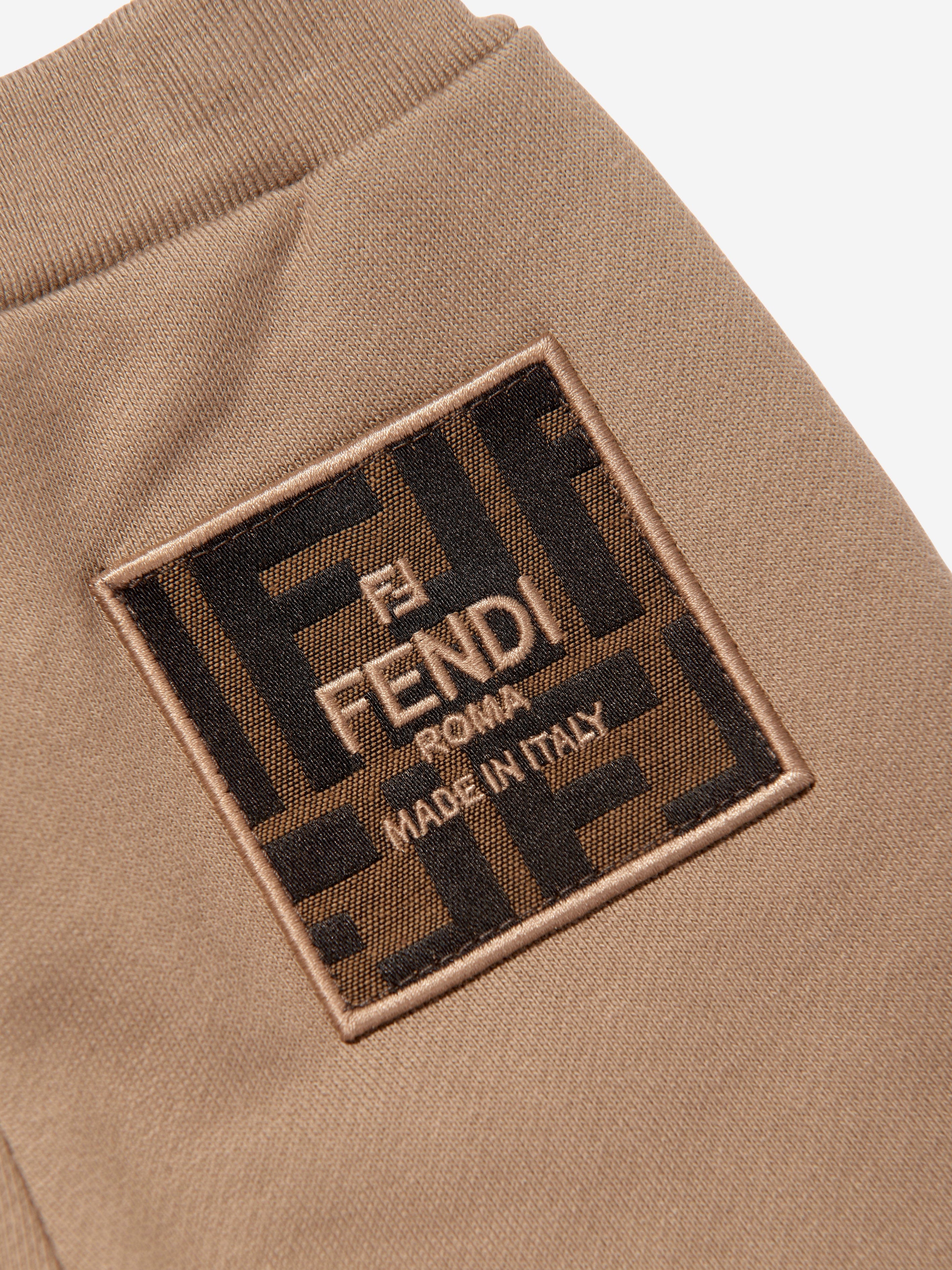 Fendi Baby Logo Patch Joggers in Beige