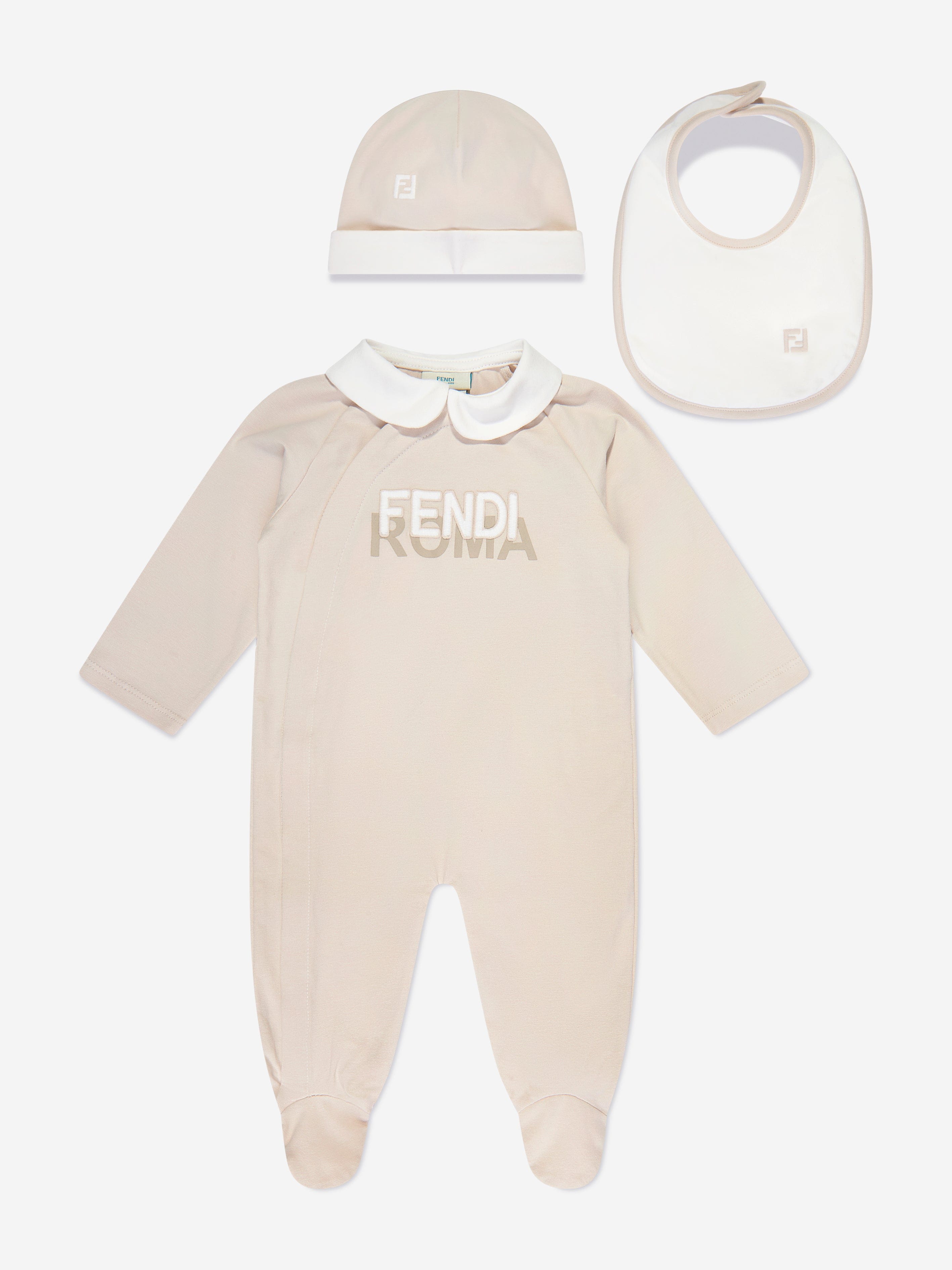 Fendi Baby 3 Piece Babygrow Gift Set in Beige