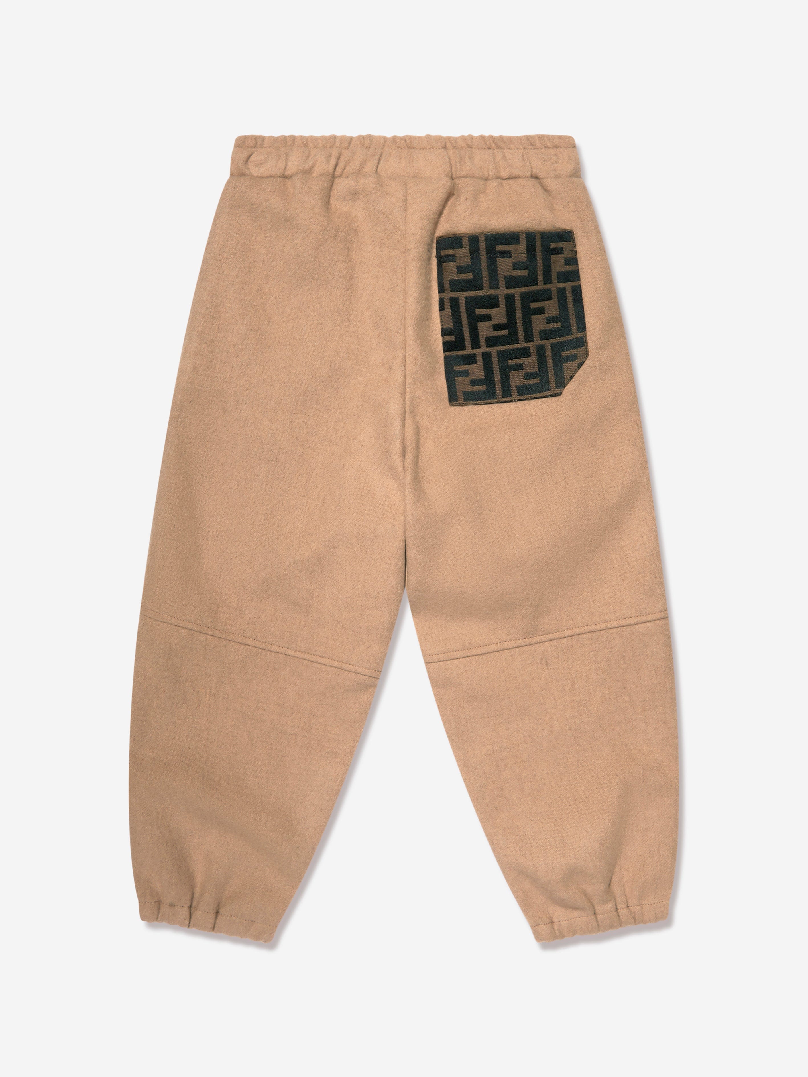 Fendi Boys FF Pocket Flannel Trousers in Beige