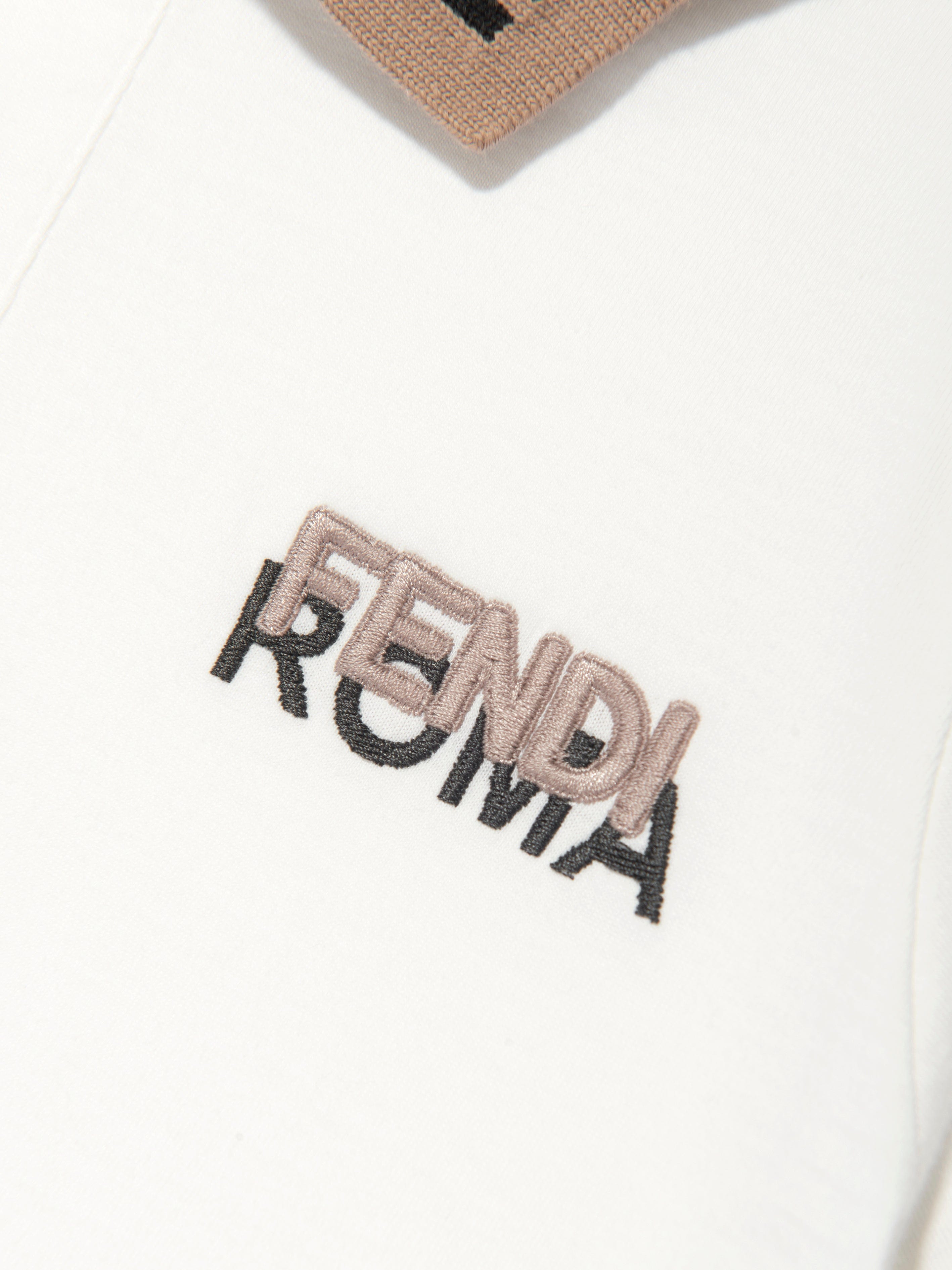 Fendi Boys Logo Polo Shirt in White