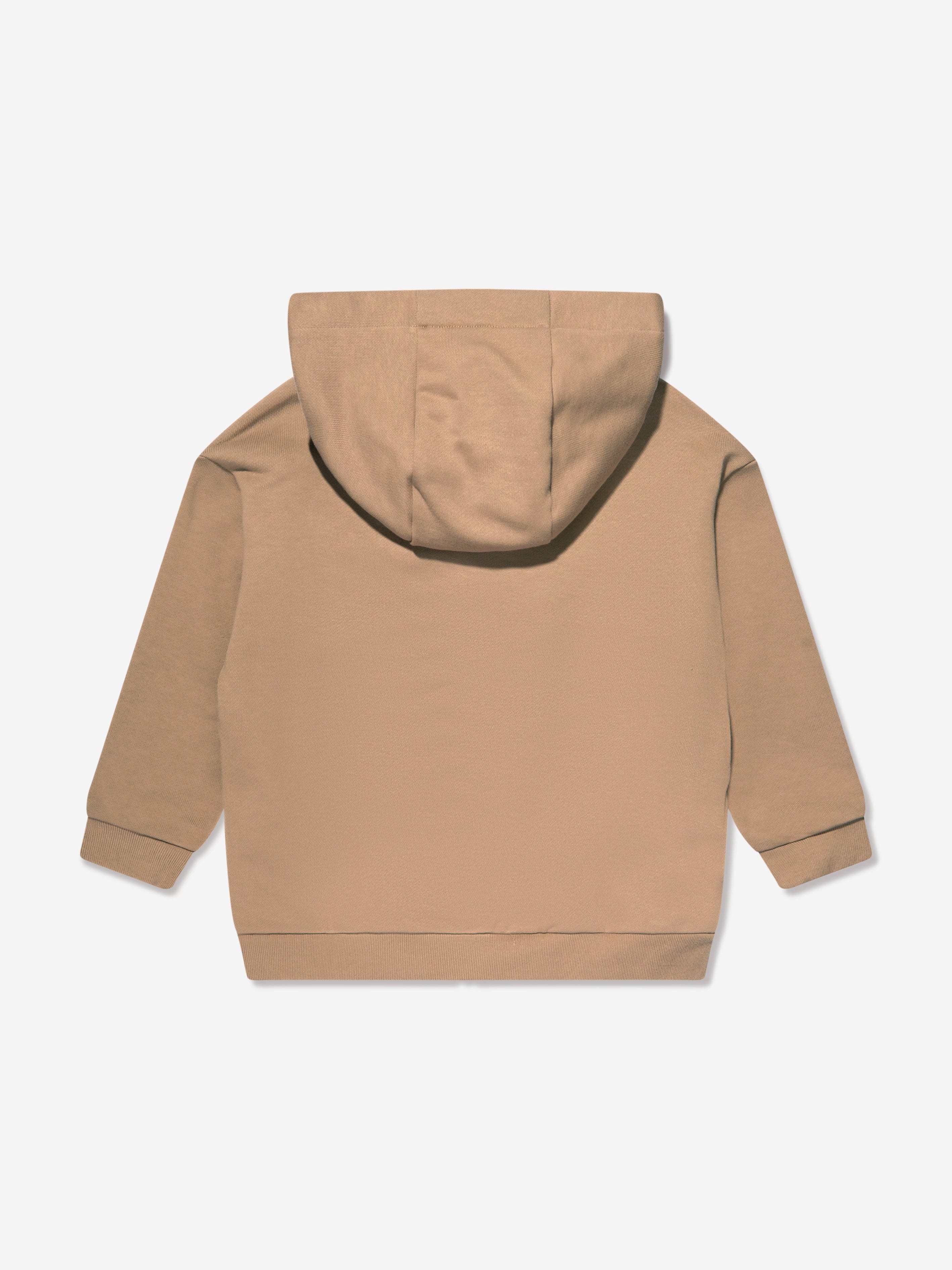 Fendi Kids Logo Patch Zip Up Top in Beige