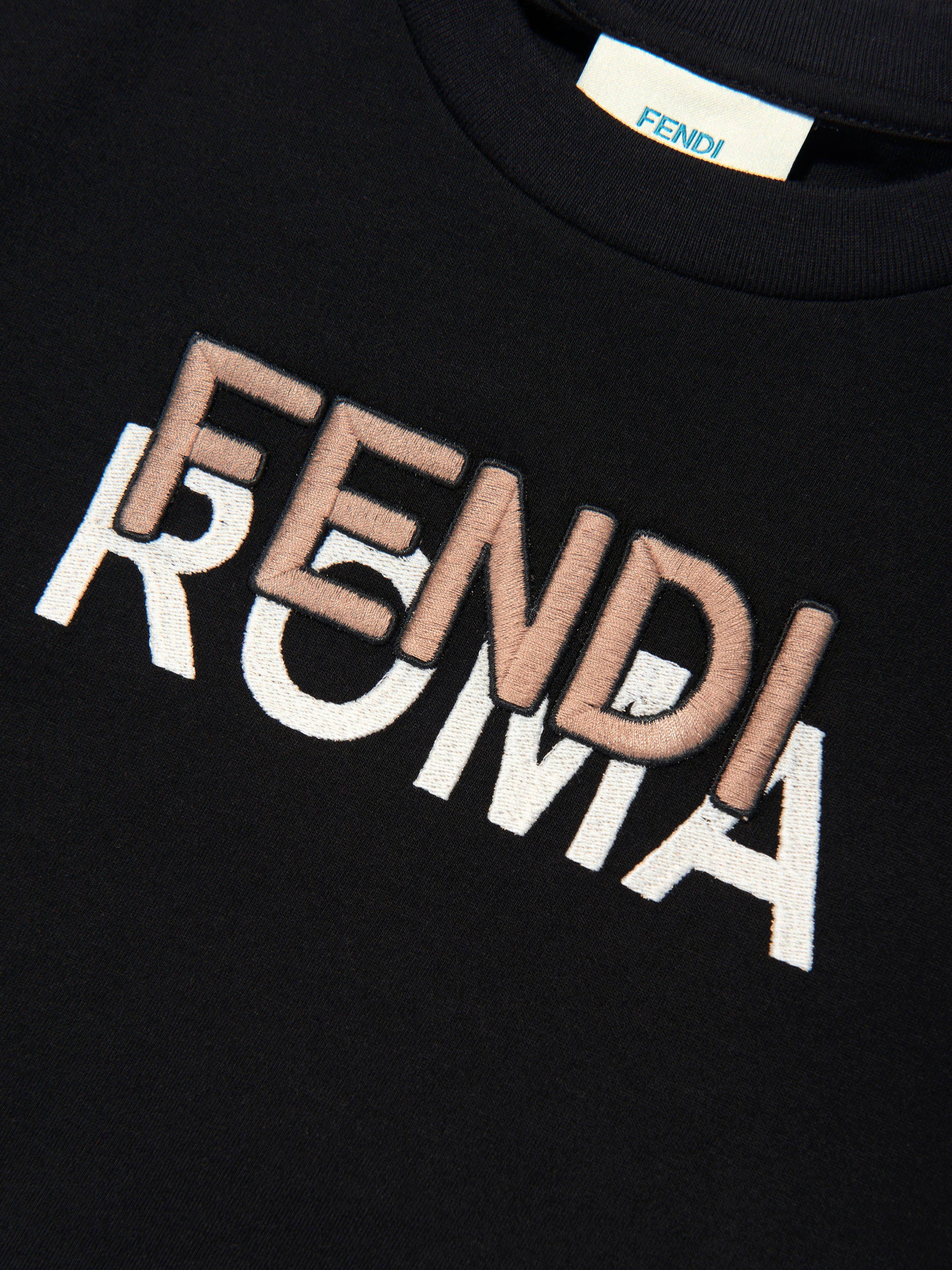 Fendi Kids Logo T-Shirt in Black