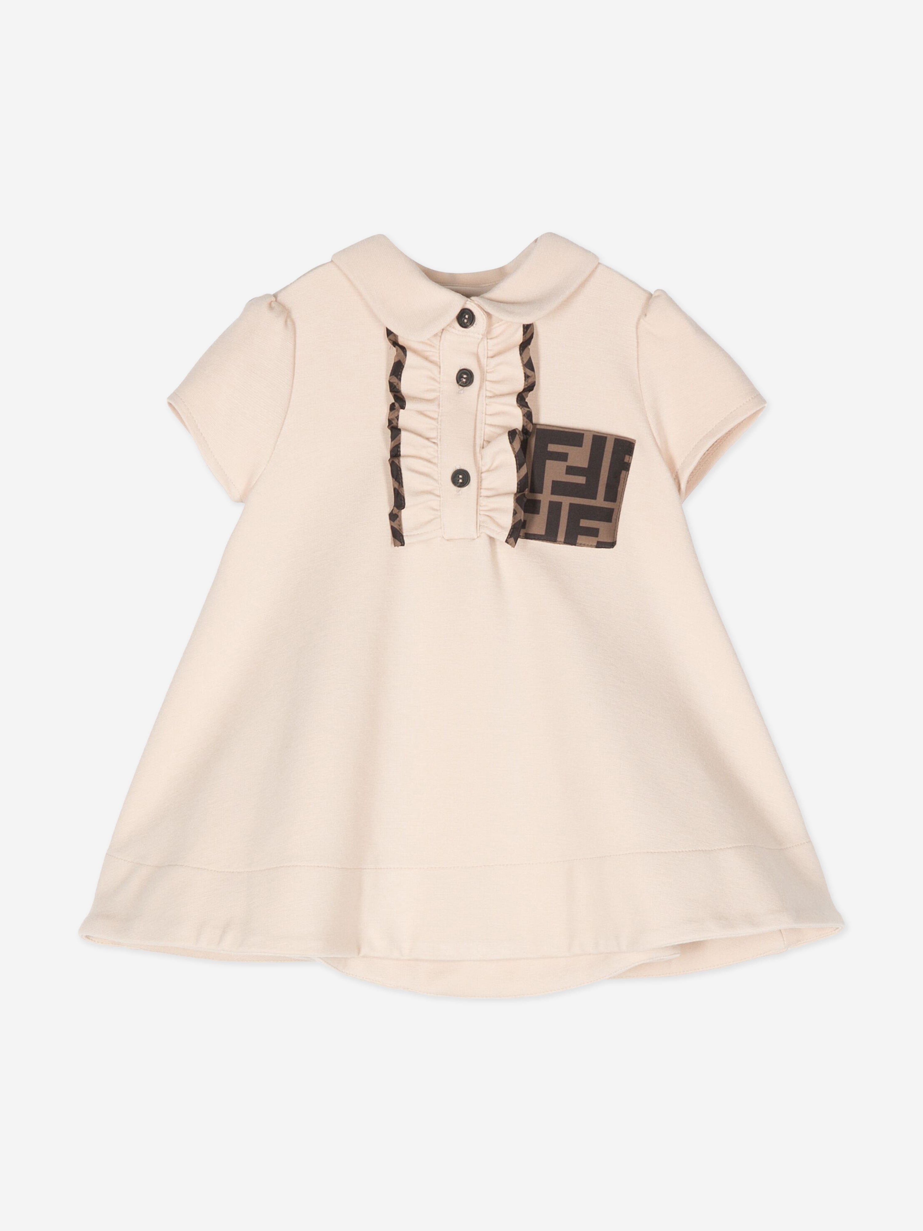 Fendi Baby Girls FF Milano Jersey Dress in Beige