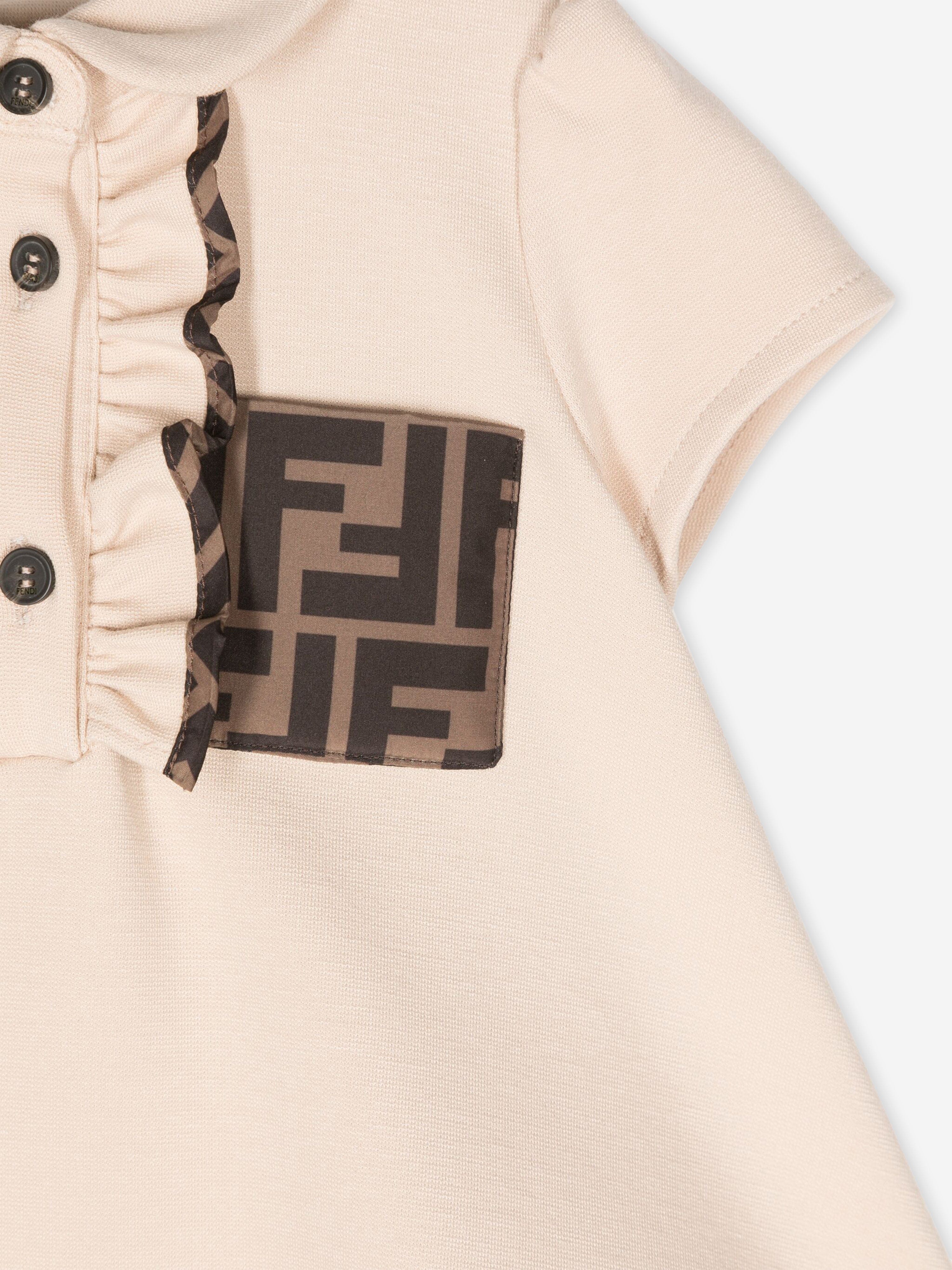 Fendi Baby Girls FF Milano Jersey Dress in Beige