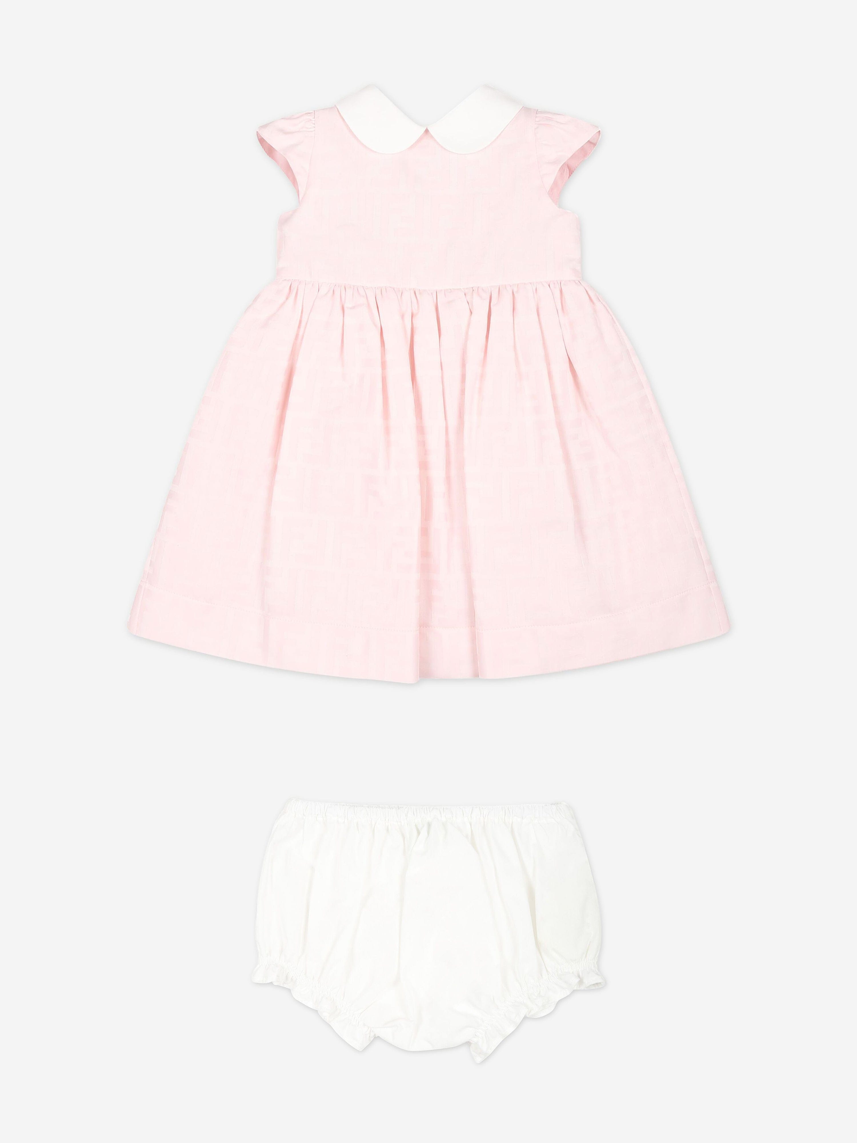 Fendi Baby Girls FF Jacquard Dress in Pink