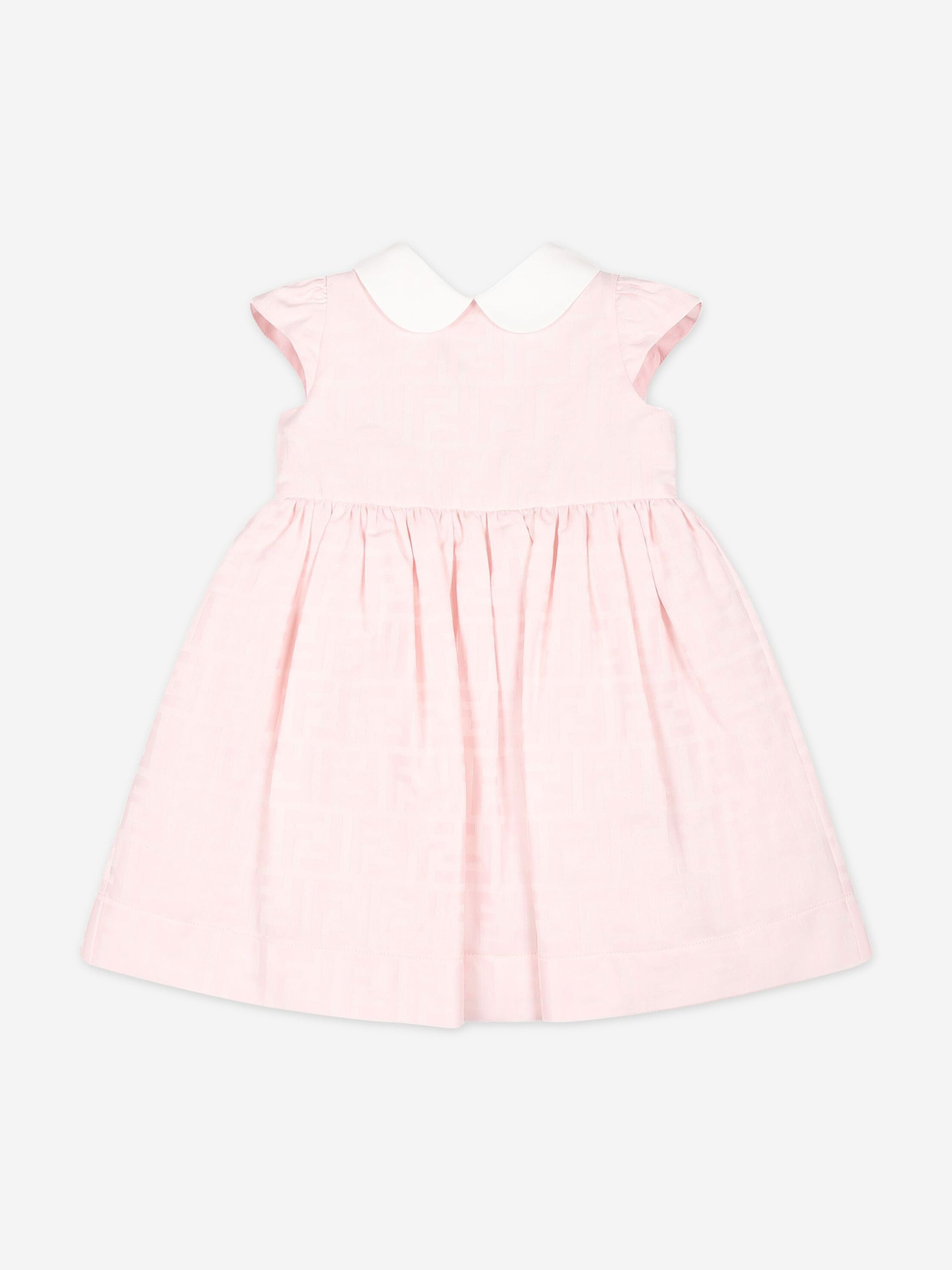 Fendi Baby Girls FF Jacquard Dress in Pink