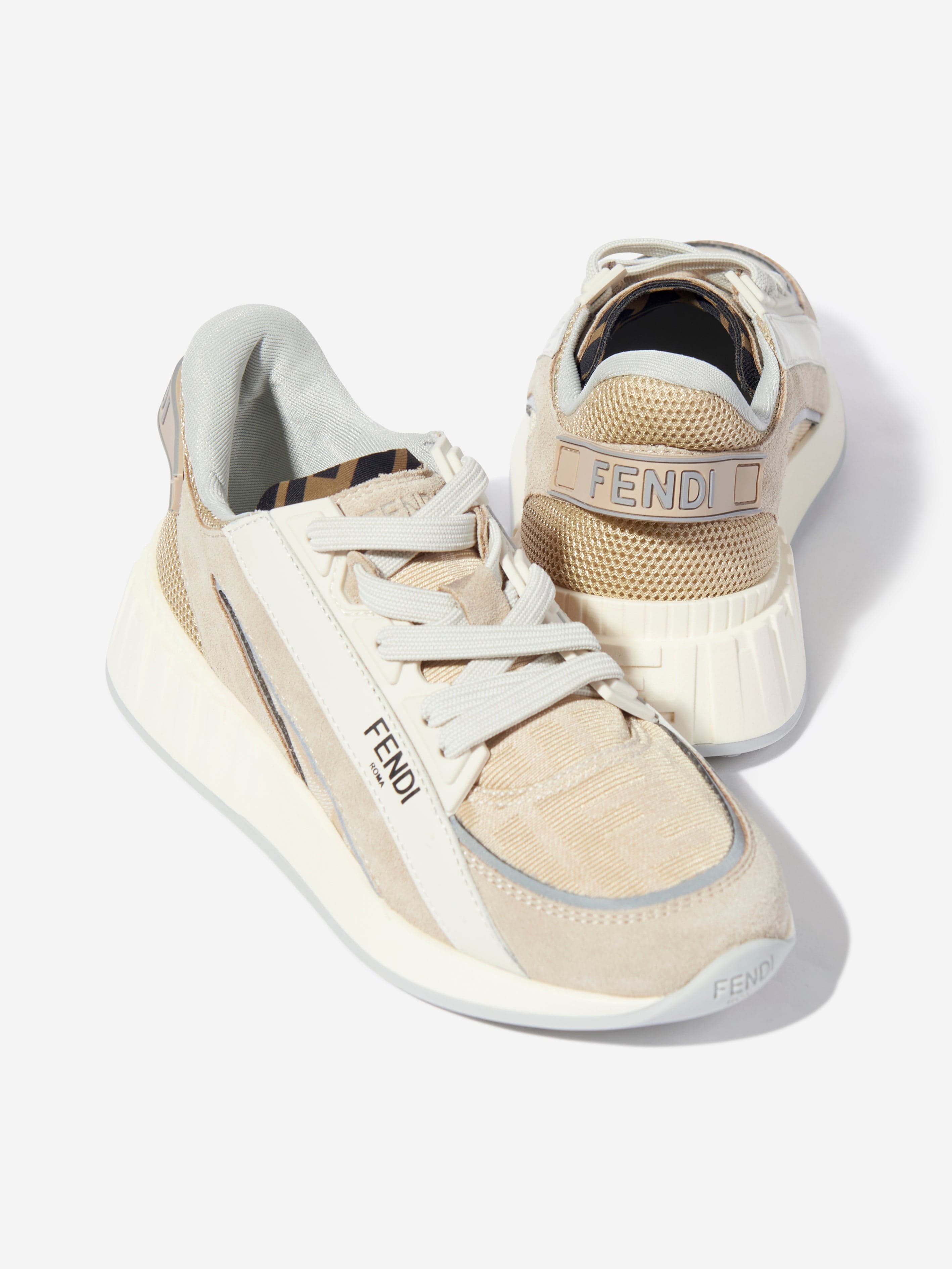 Kids FF Jacquard Logo Trainers in Beige