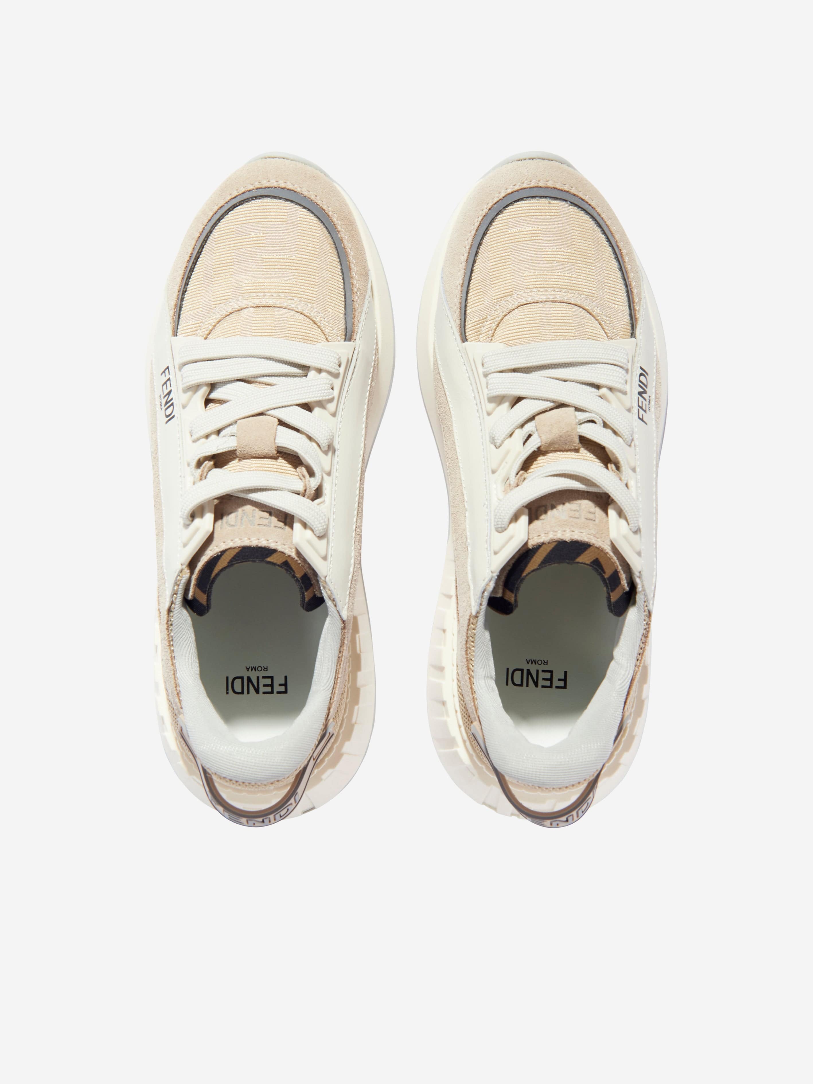 Kids FF Jacquard Logo Trainers in Beige