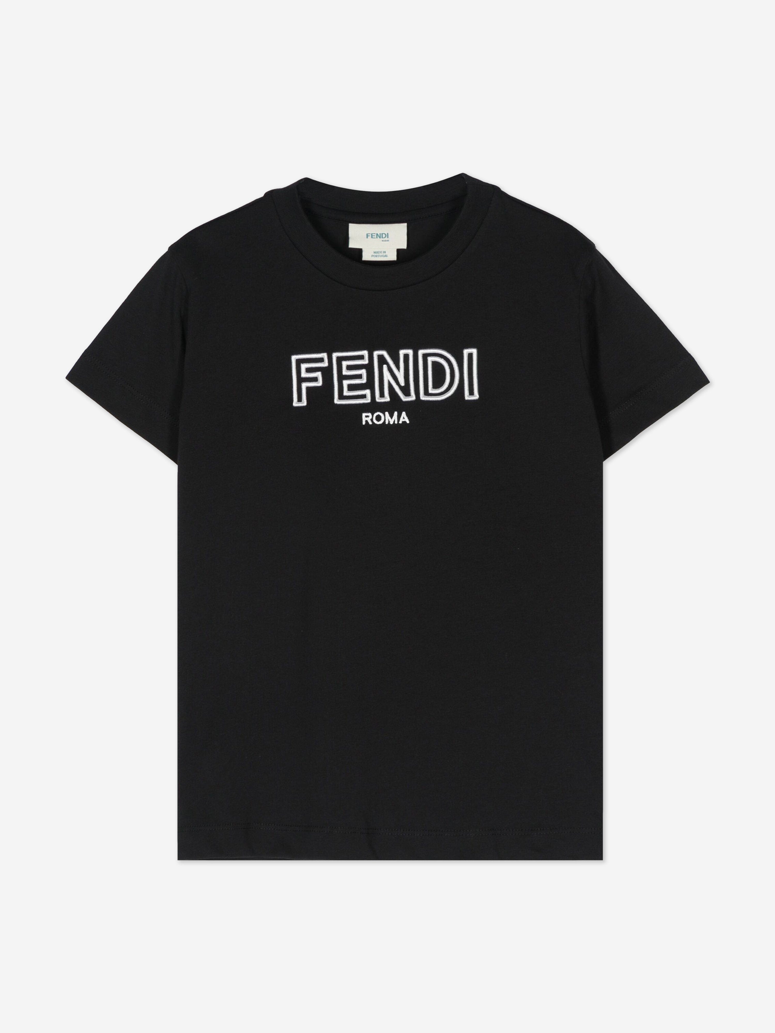 Fendi Kids Logo T-Shirt in Black