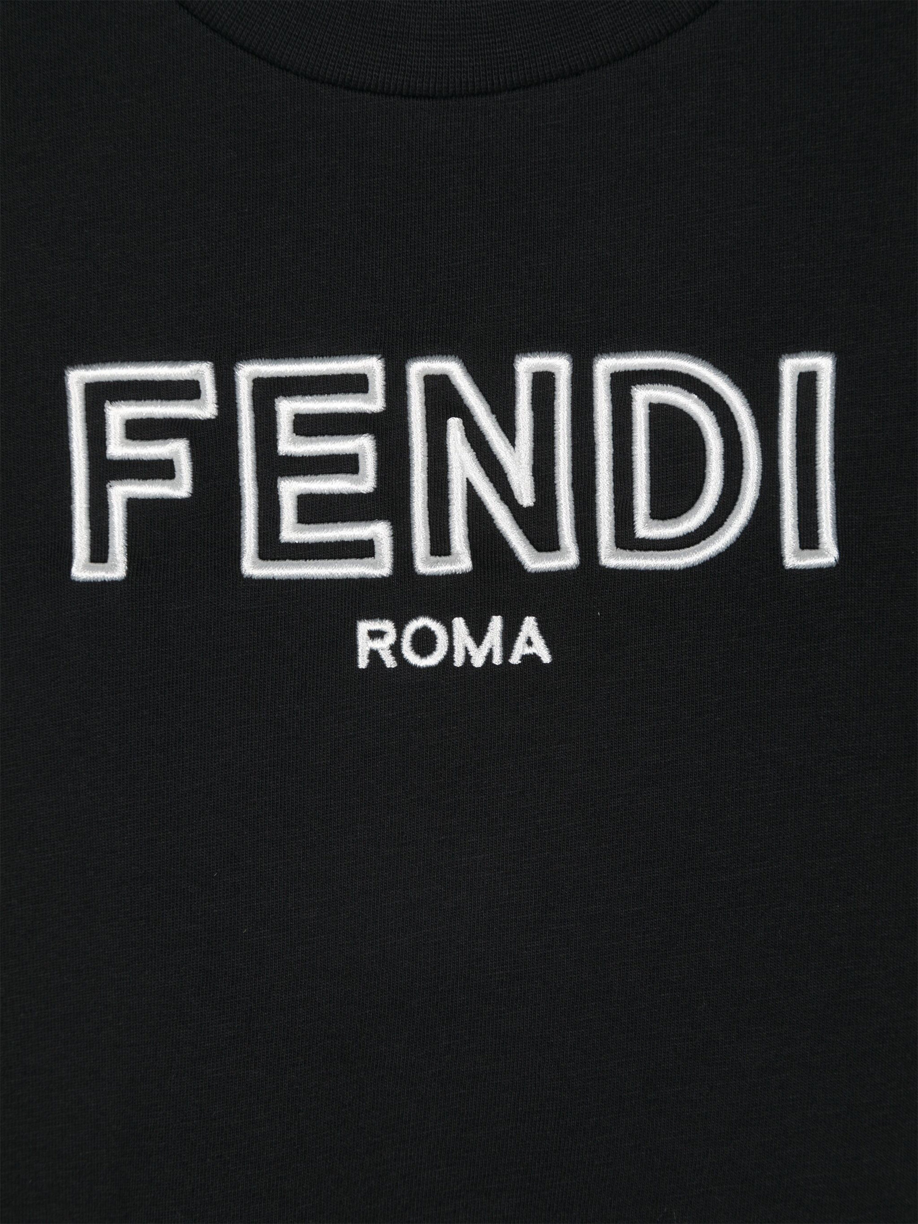 Fendi Kids Logo T-Shirt in Black