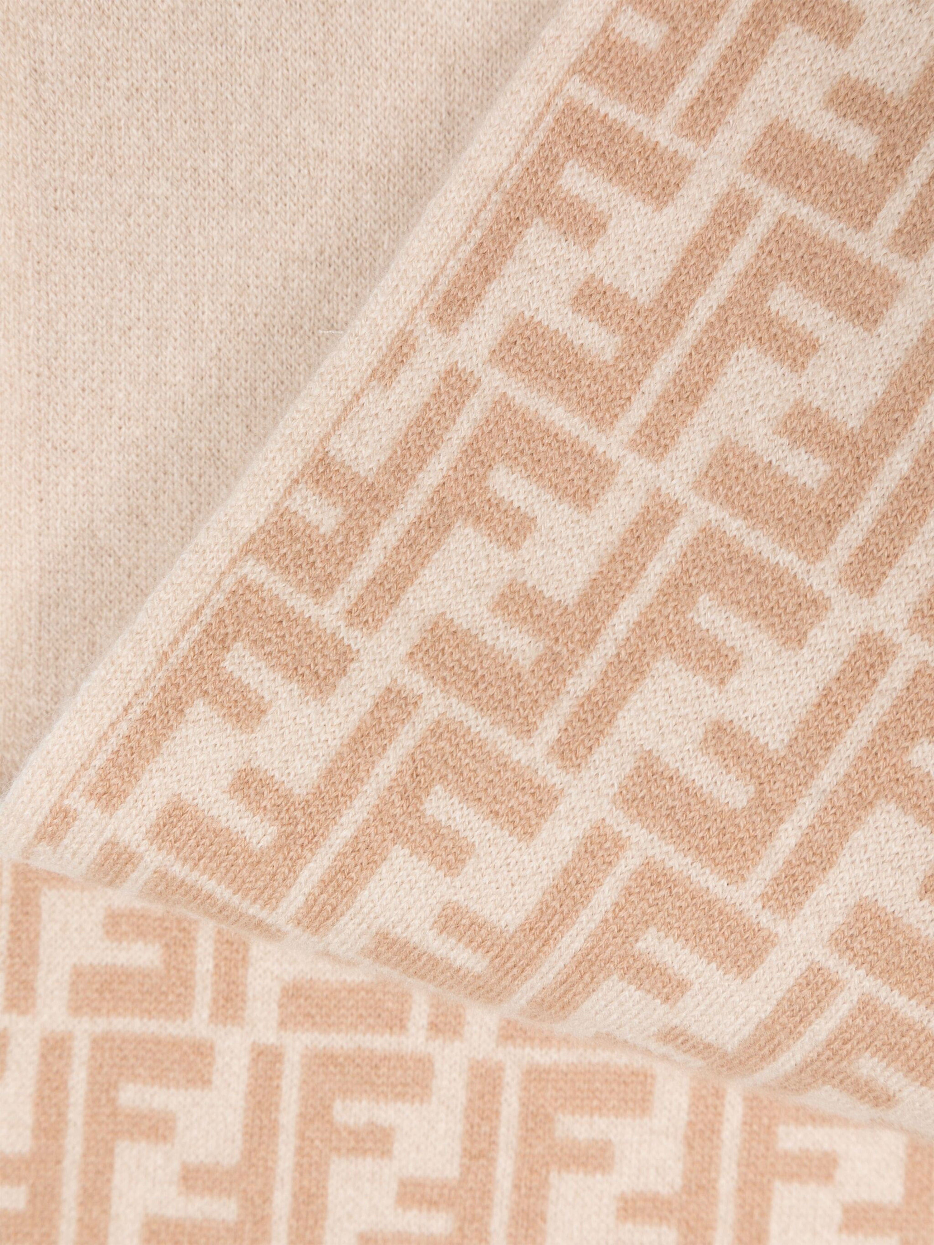 Fendi Kids Wool FF Reversible Scarf in Beige